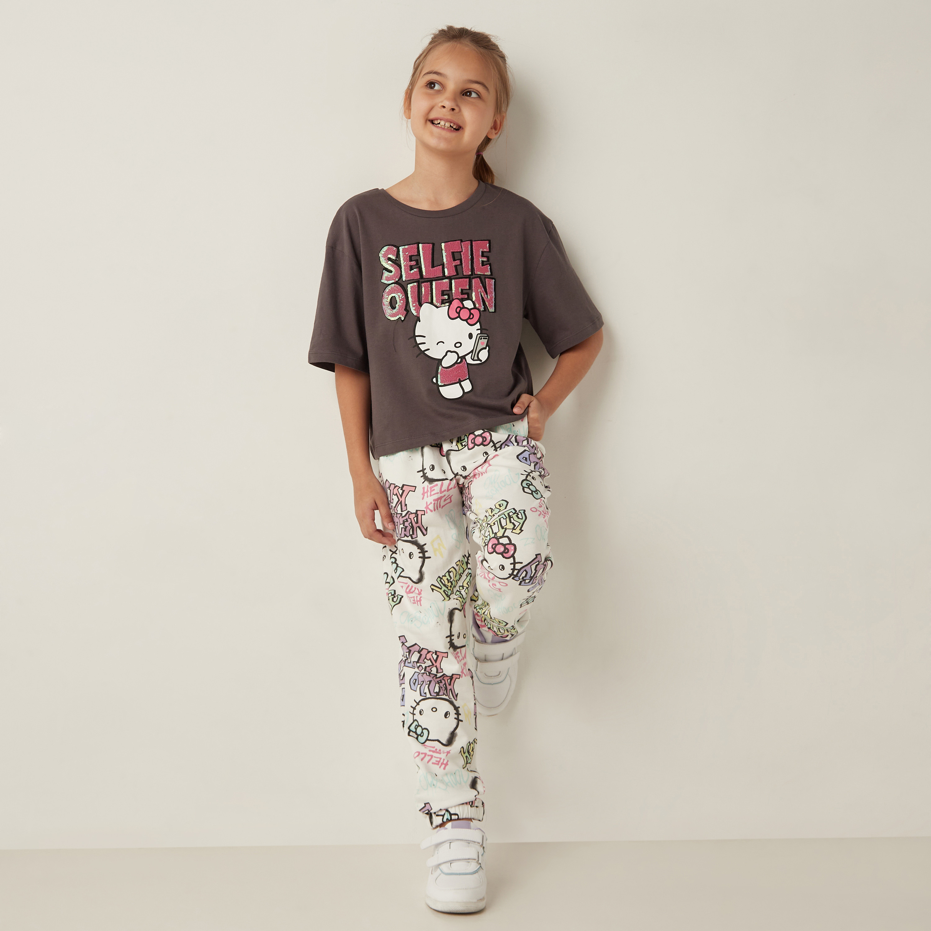 Sanrio All-Over Hello Kitty Print Joggers with Pockets-girls-clothing-bottoms-joggersandtrackpants-image-2