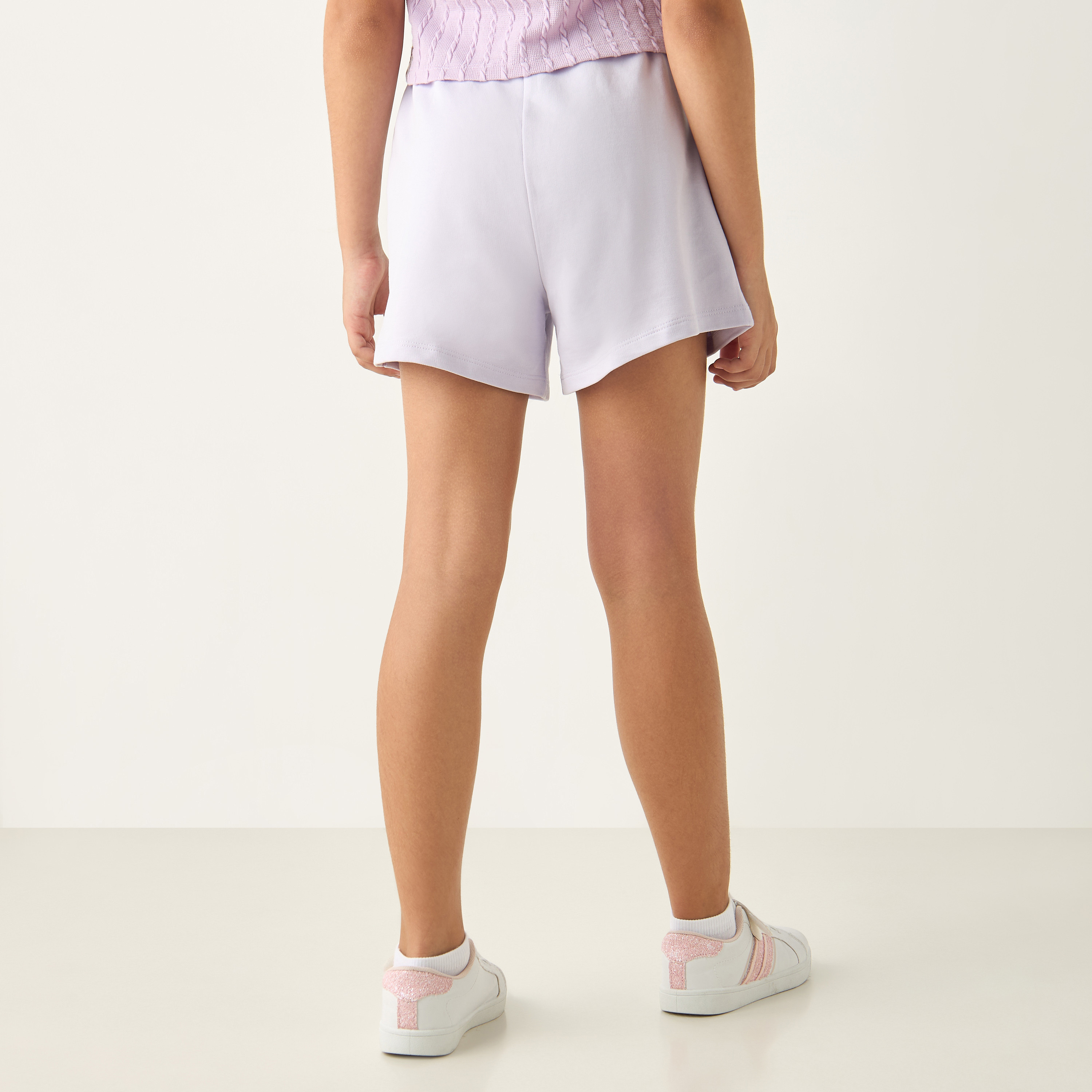 Barbie Logo Print Shorts with Drawstring Closure-girls-clothing-bottoms-shorts-image-3