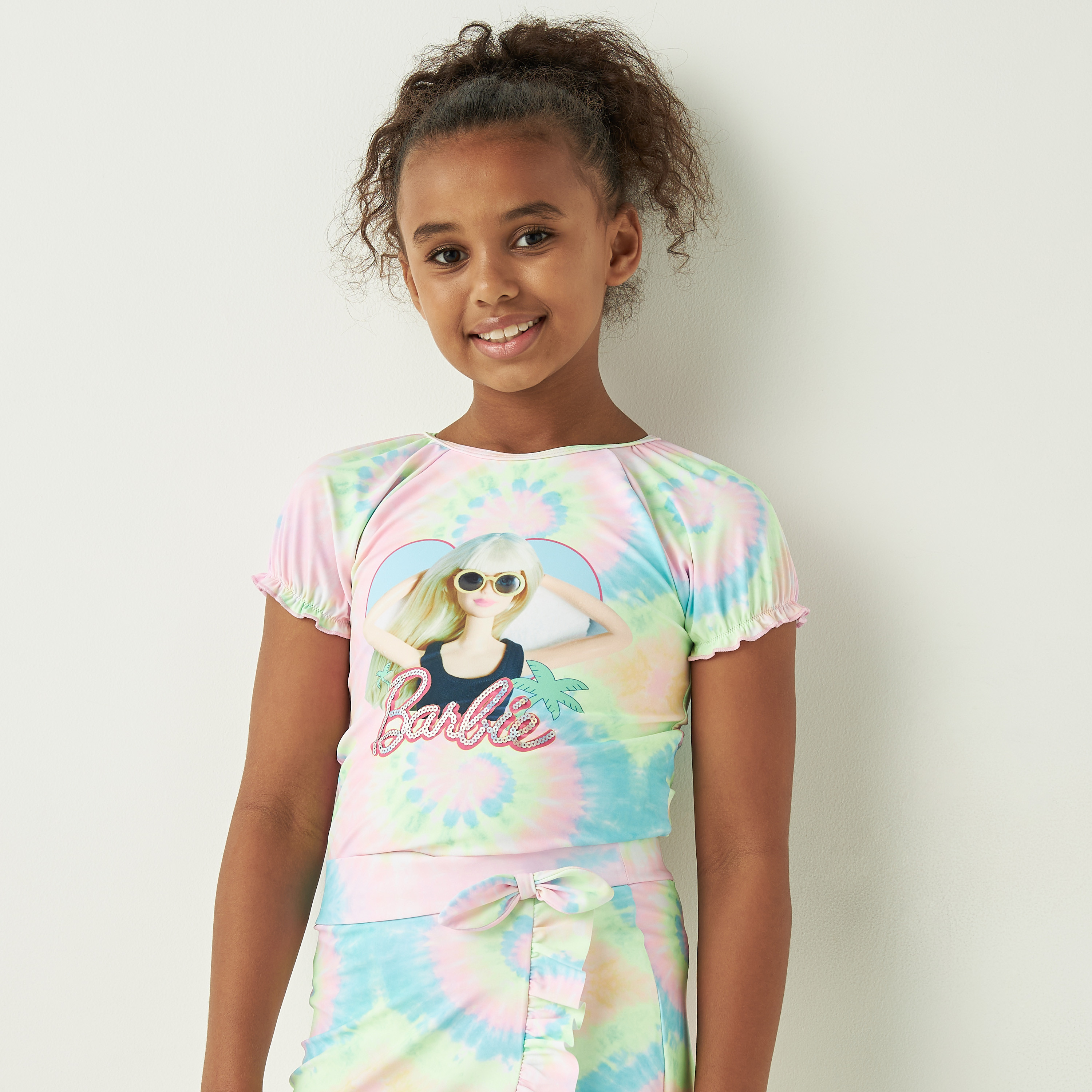 Barbie Sequinned Swimsuit with Flutter Sleeves and Round Neck-sports-gear-swimming-girl-image-2