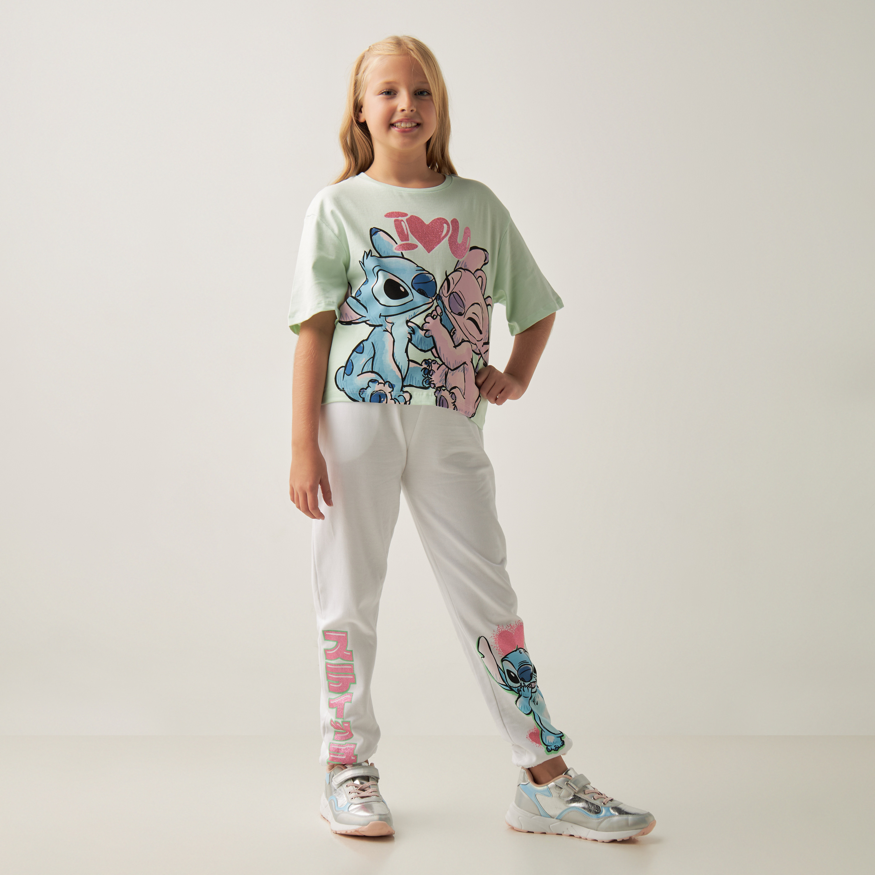 تيشيرت بأكمام قصيرة وطبعات ليلو أند ستيتش من ديزني-girls-clothing-tshirts-image-2