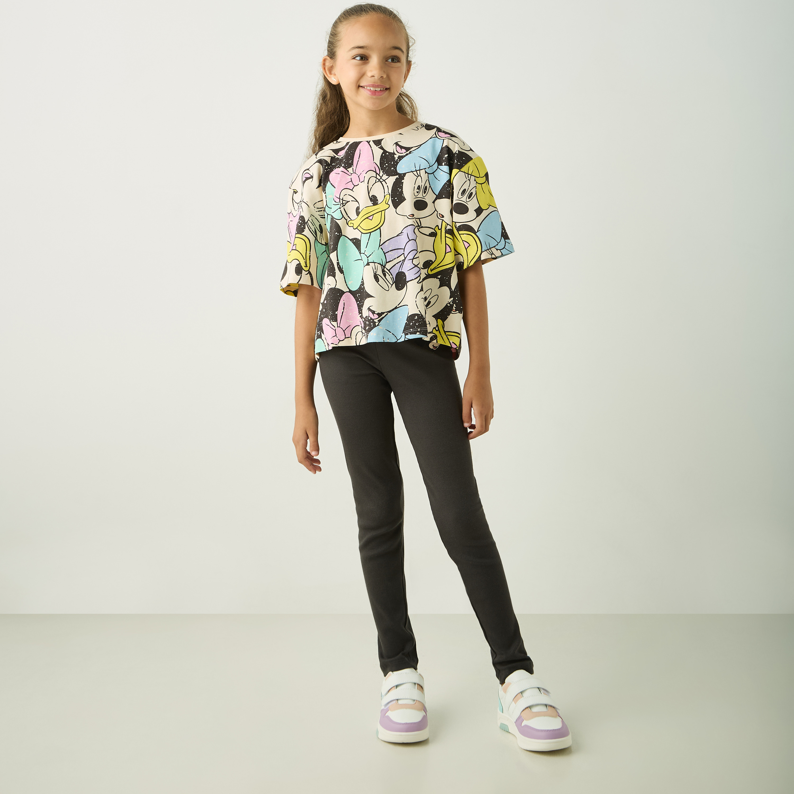 بنطلون ليقنز بخصر مطّاطي وطبعات ميني ماوس من ديزني-girls-clothing-bottoms-leggings-image-2