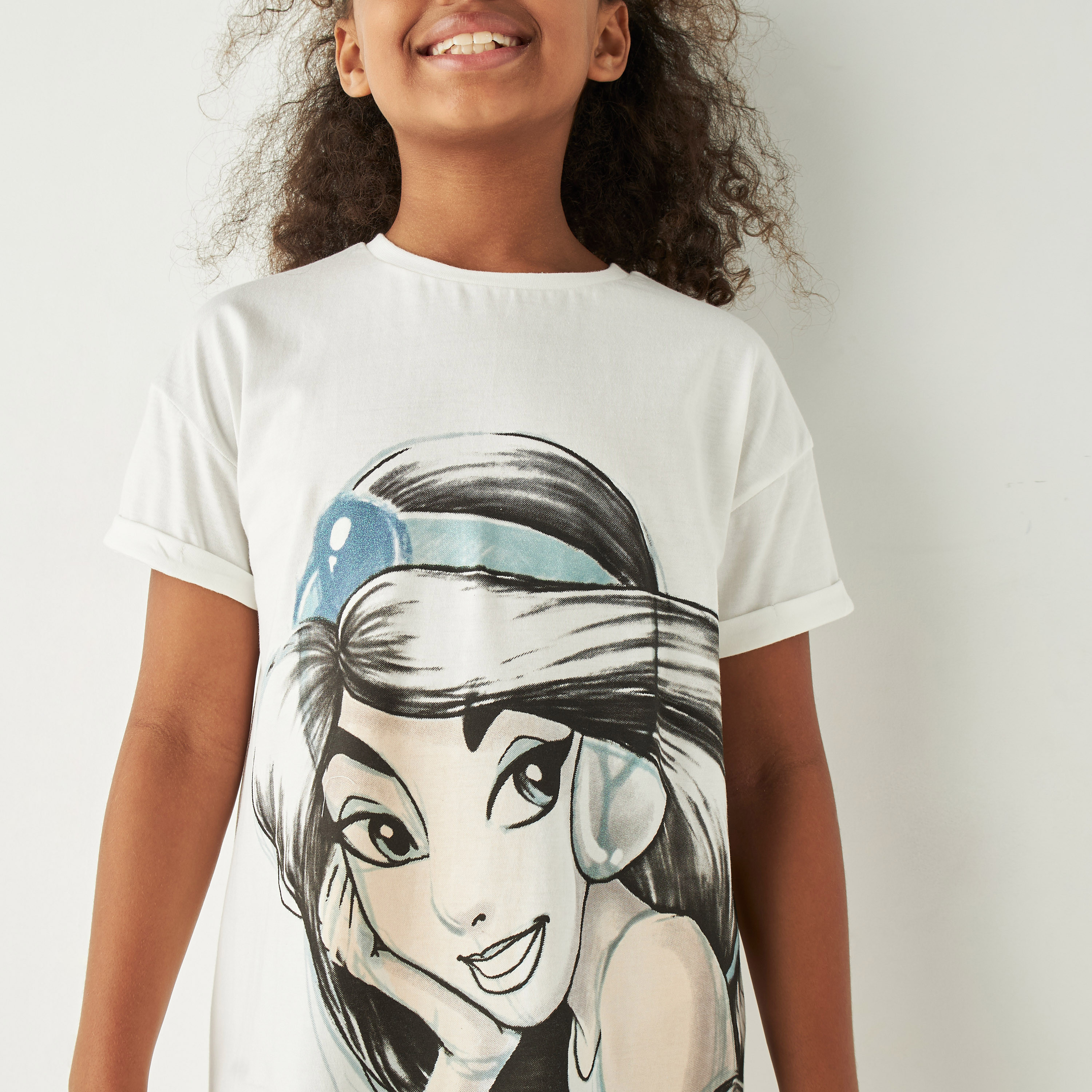 Disney Princess Jasmine Print Dress with Short Sleeves-girls-clothing-dressesandjumpsuits-image-4