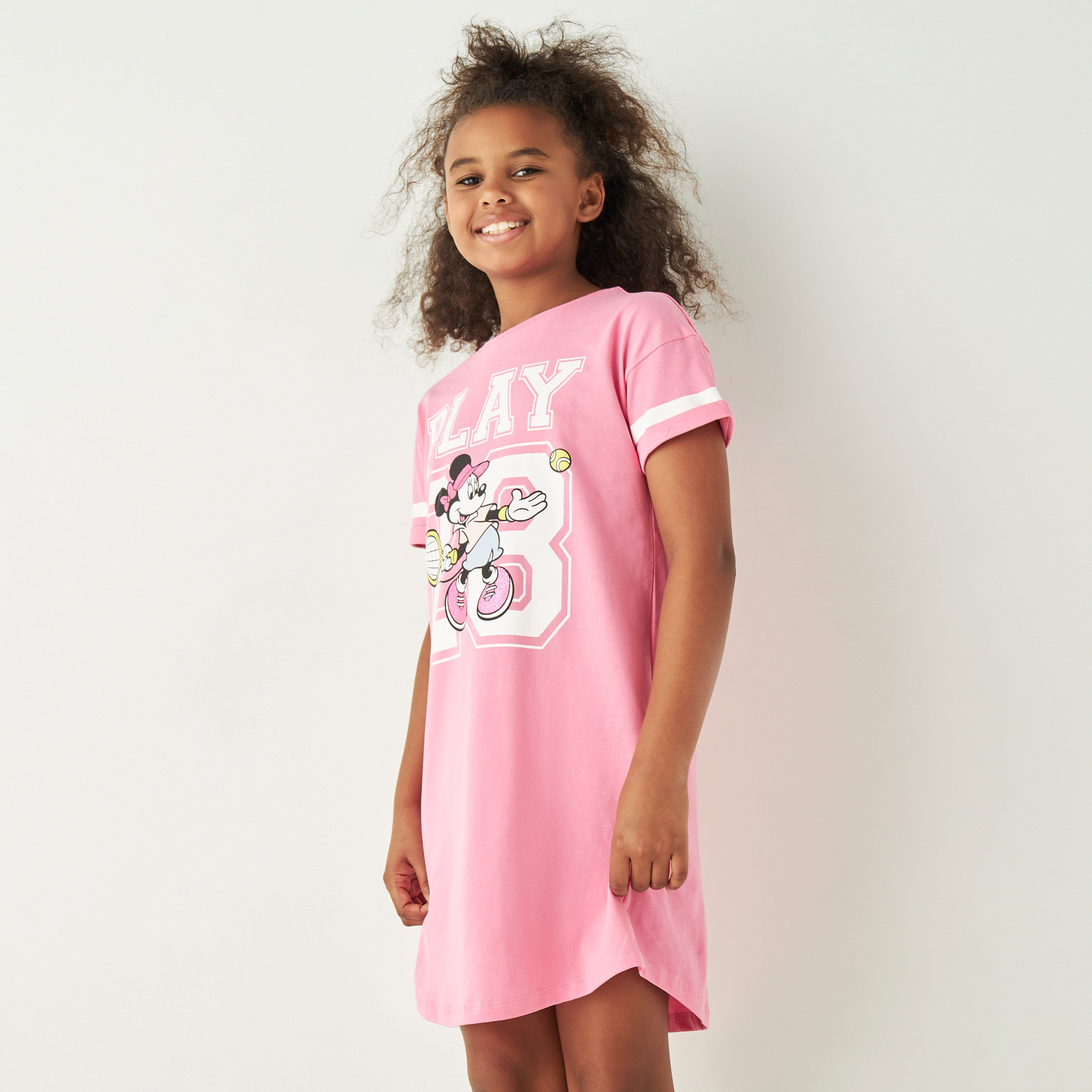 Buy Disney Minnie Mouse Print Dress with Short Sleeves Online for Girls Centrepoint KSA