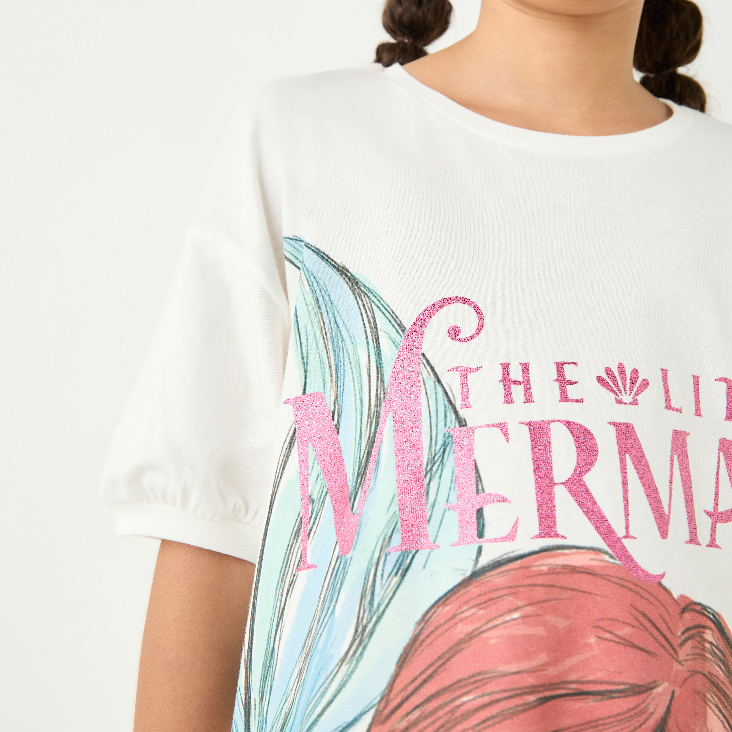 فستان إيه لاين بأكمام بأكتاف منسدلة وطبعات من ديزني-girls-clothing-dressesandjumpsuits-image-1