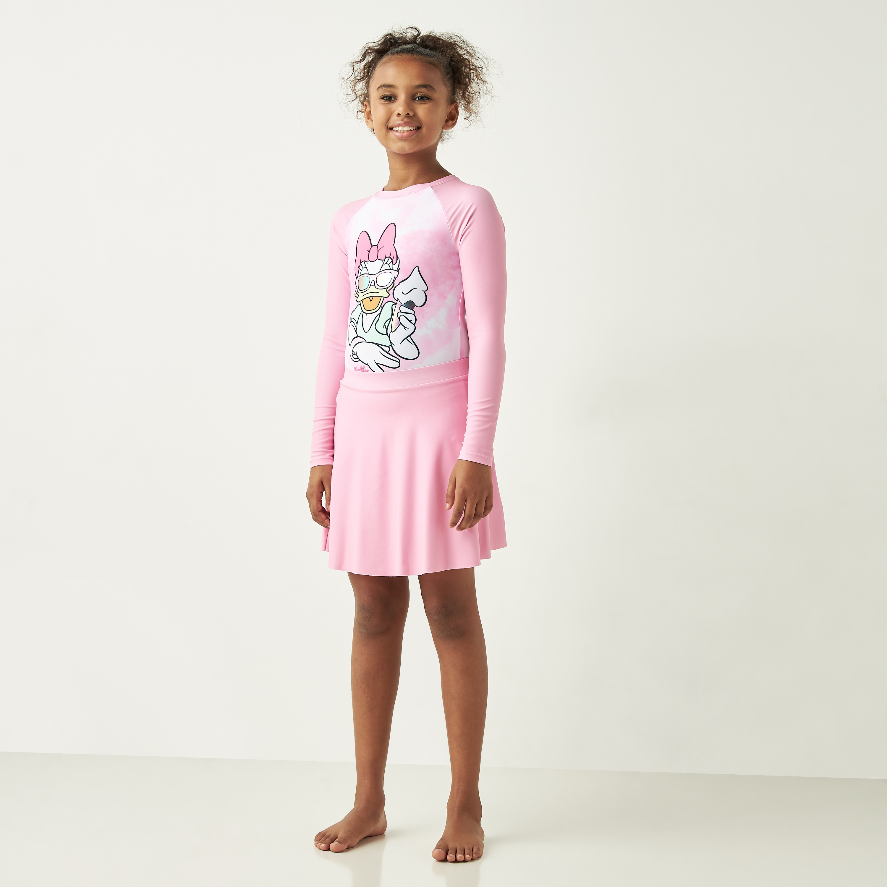 Buy Disney Daisy Duck Foil Print Swimsuit with Long Sleeves and