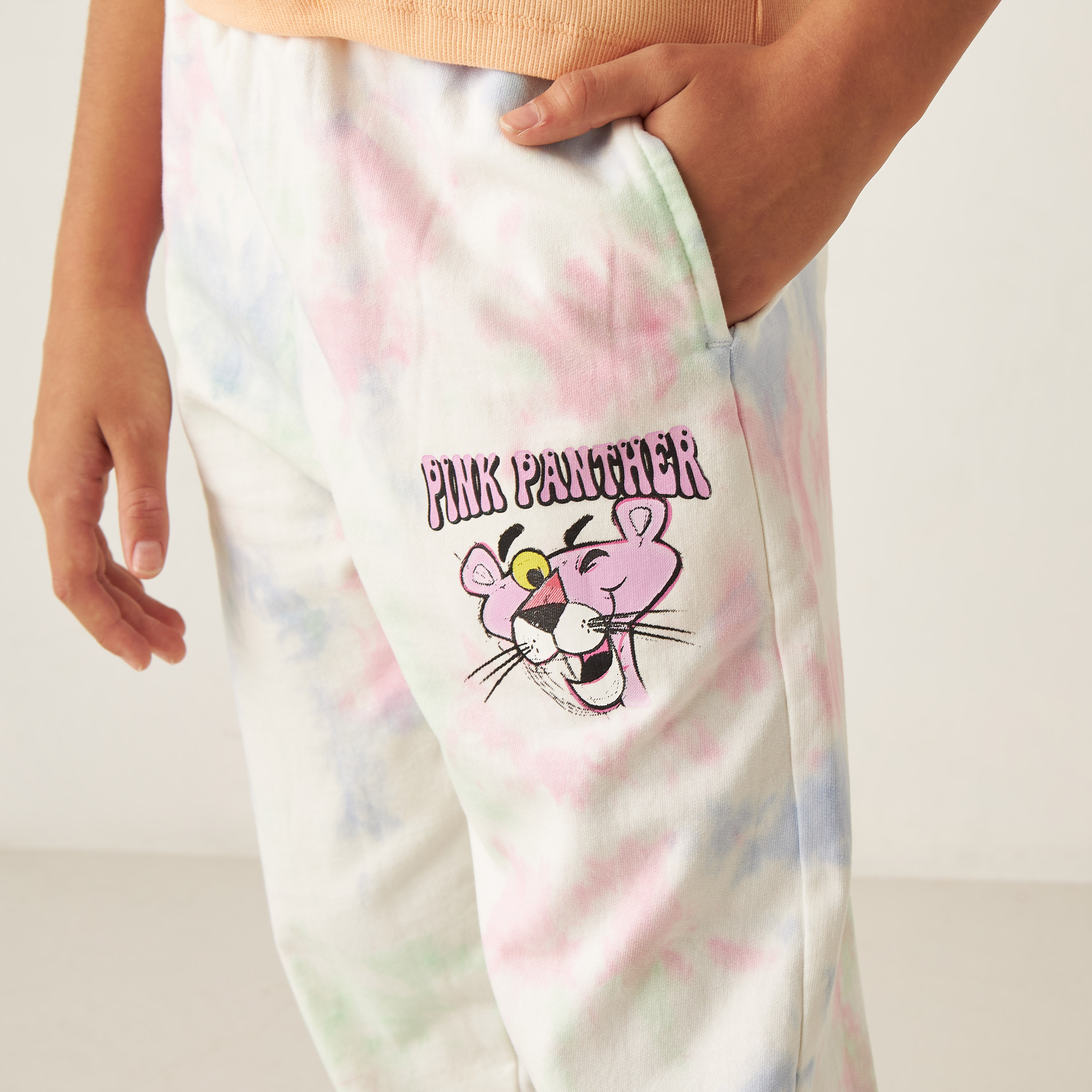 Pink Panther Ombre Print Joggers with Elasticised Waistband and Pockets-girls-clothing-bottoms-trousers-image-3