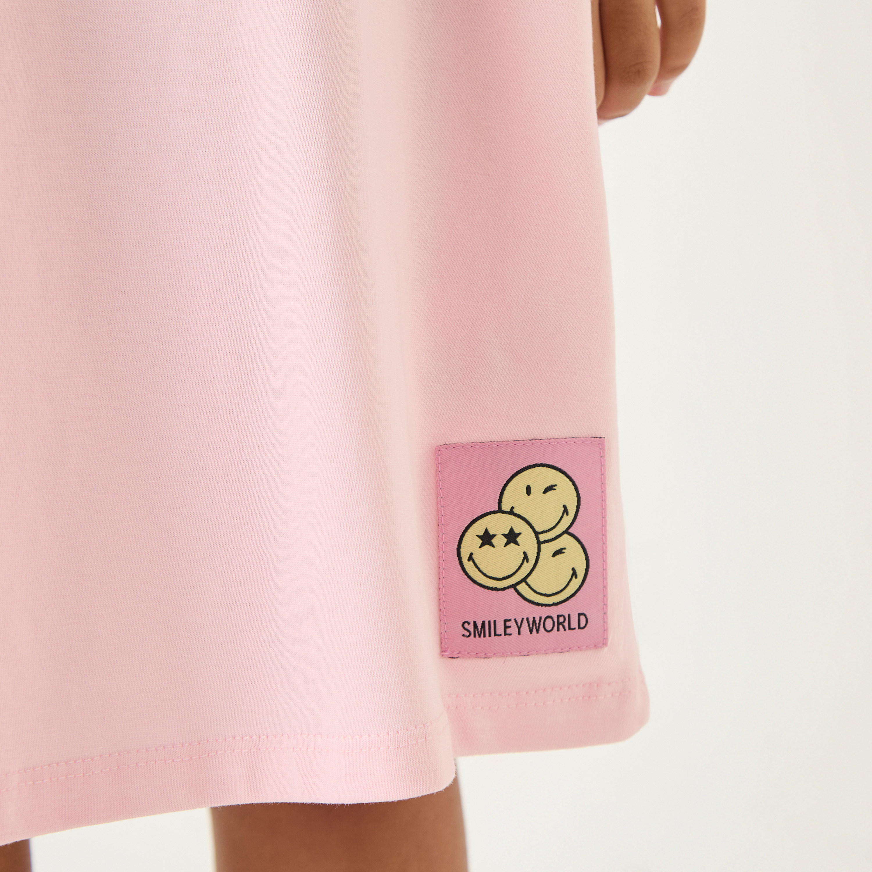 SmileyWorld Printed Dress with Drop Shoulder Sleeves-girls-clothing-dressesandjumpsuits-image-4