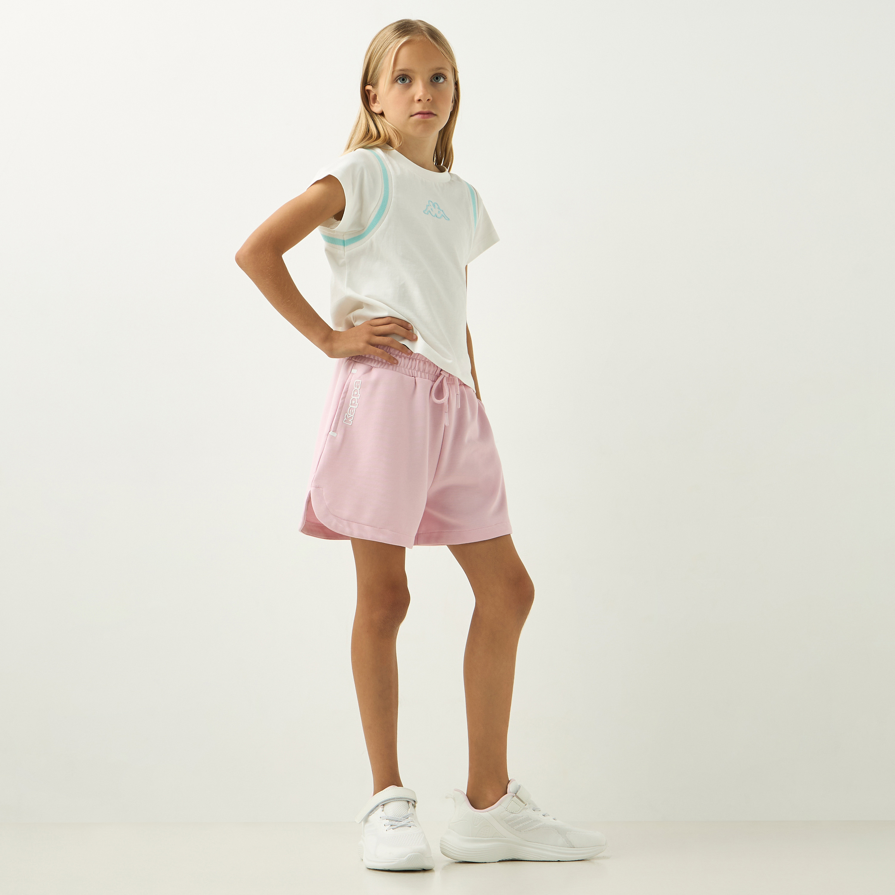 Kappa Logo Print Shorts with Drawstring Closure-sports-girls-clothing-bottoms-shorts-image-2