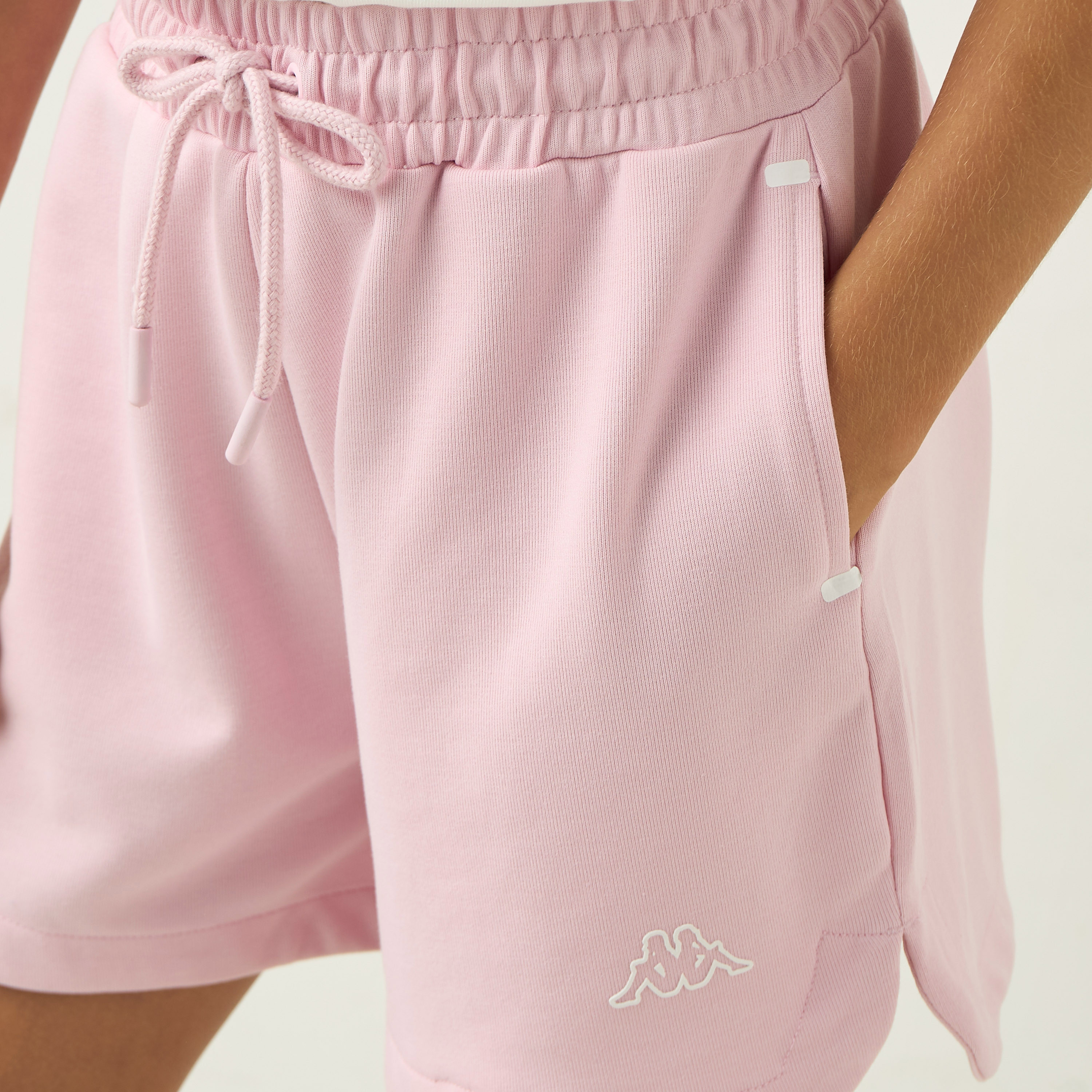 Kappa Logo Print Shorts with Drawstring Closure-sports-girls-clothing-bottoms-shorts-image-4