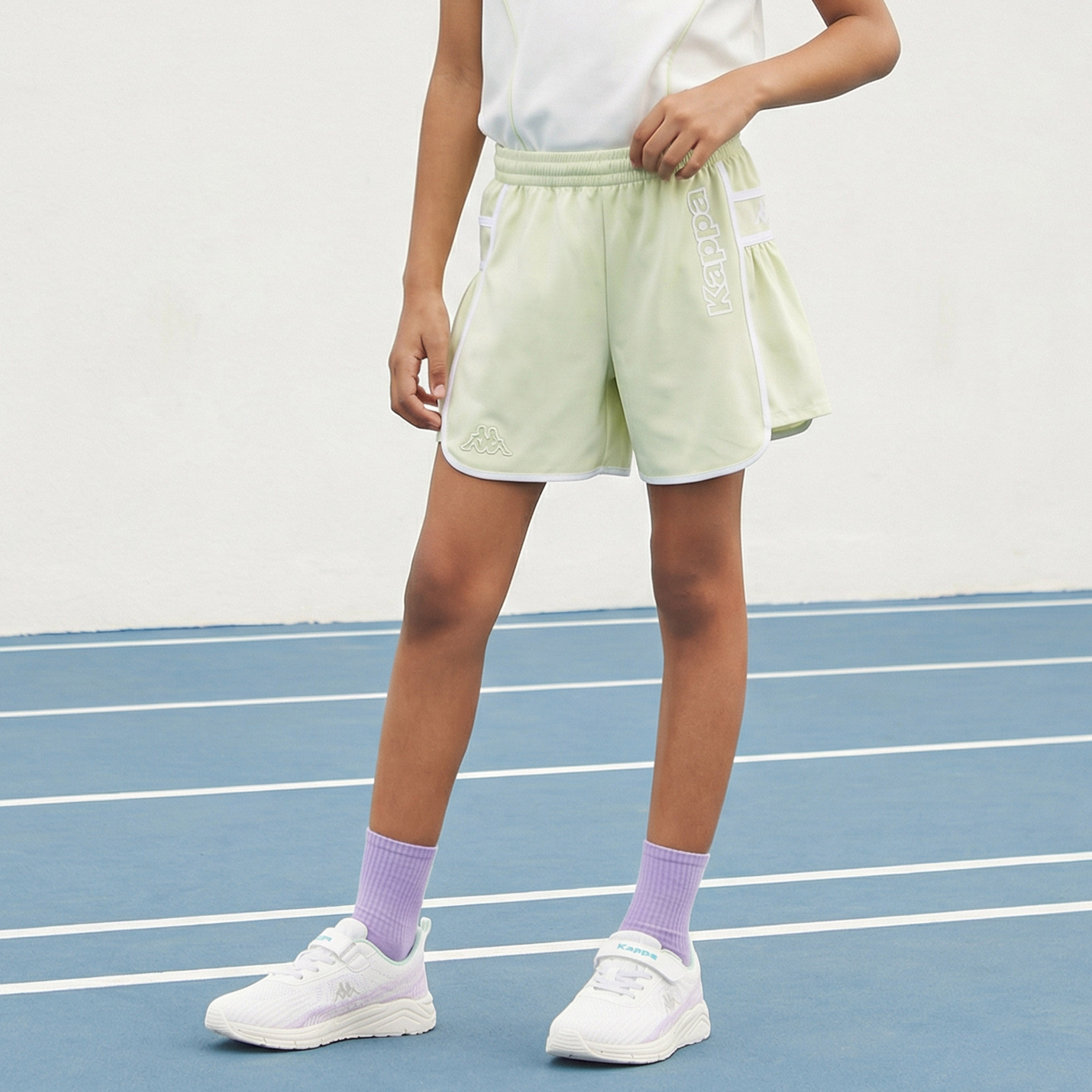 Kappa Logo Print Shorts with Elasticated Waistband-sports-girls-clothing-bottoms-shorts-image-1