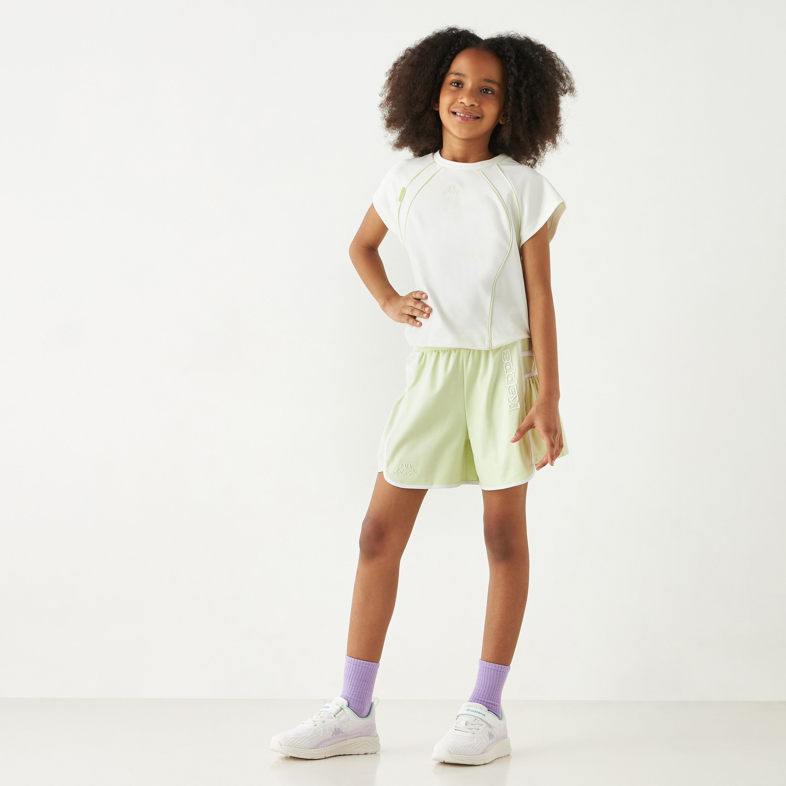Kappa Logo Print Shorts with Elasticated Waistband-sports-girls-clothing-bottoms-shorts-image-2