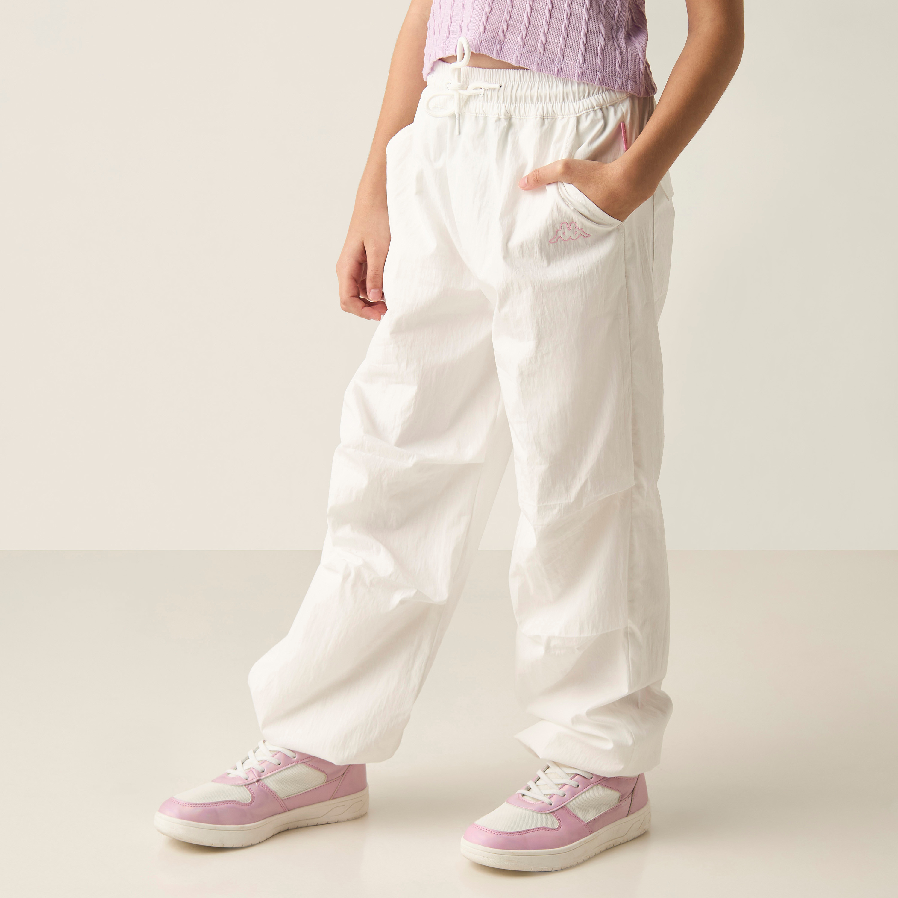 Kappa Logo Detail Joggers with Drawstring Closure and Pockets-girls-clothing-bottoms-joggersandtrackpants-image-1