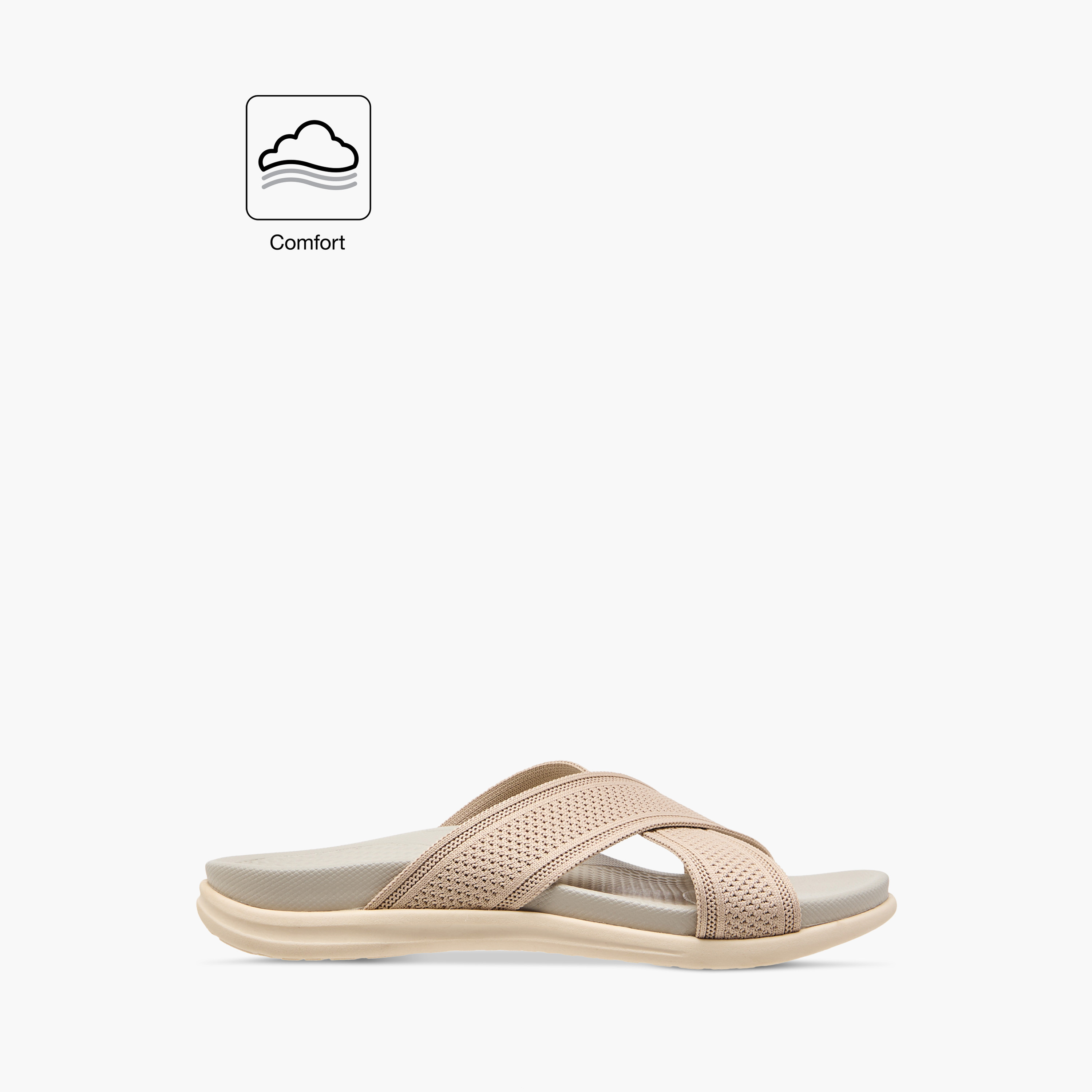 صندل مريح سهل الارتداء بحزام متقاطع بارز الملمس من لو كونفورت-women-shoes-flats-sandals-image-2