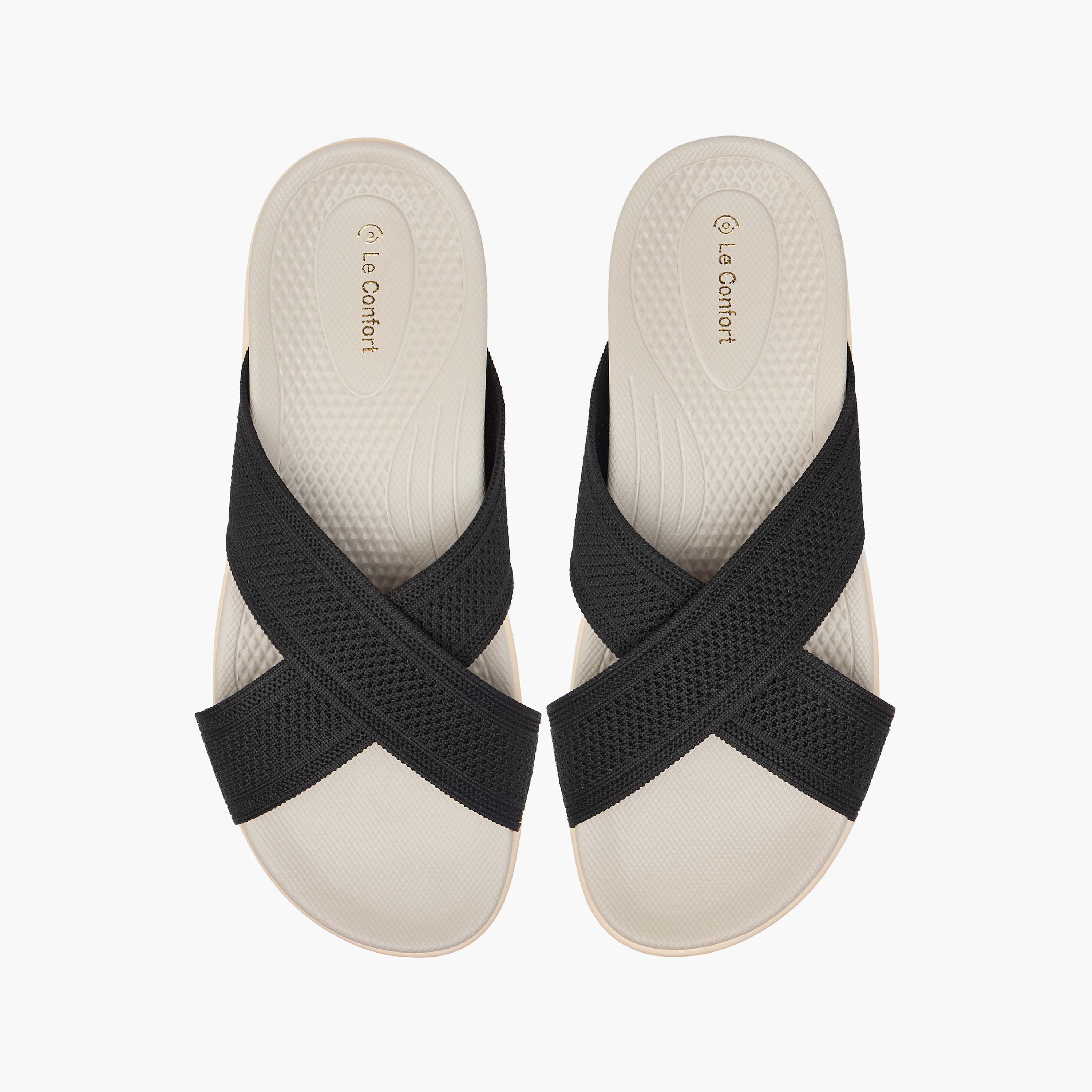 صندل مريح سهل الارتداء بحزام متقاطع بارز الملمس من لو كونفورت-women-shoes-flats-sandals-image-6