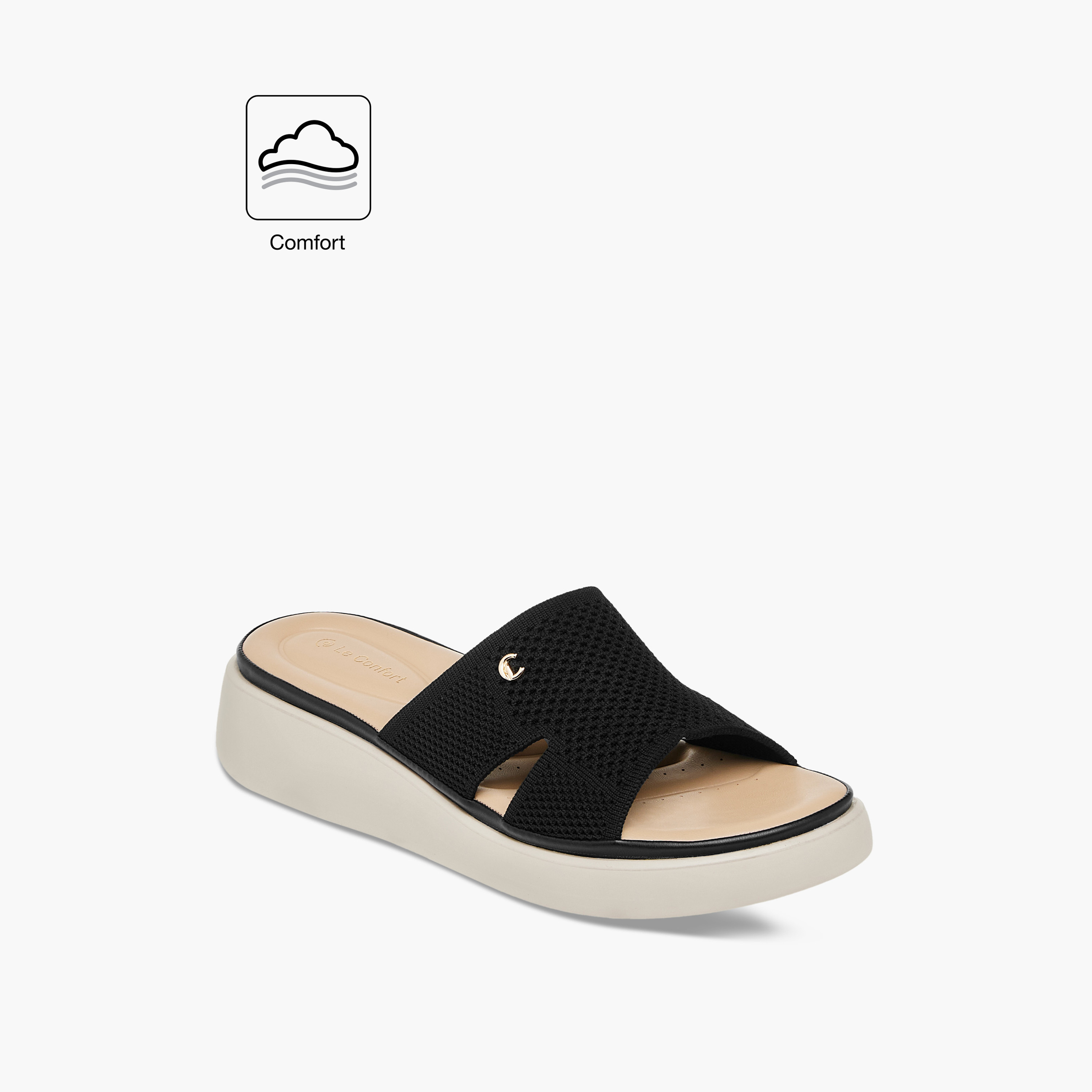 Le Confort Cutout Detail Slip-On Flatform Comfort Sandals-women-shoes-sandals-heeled-image-2