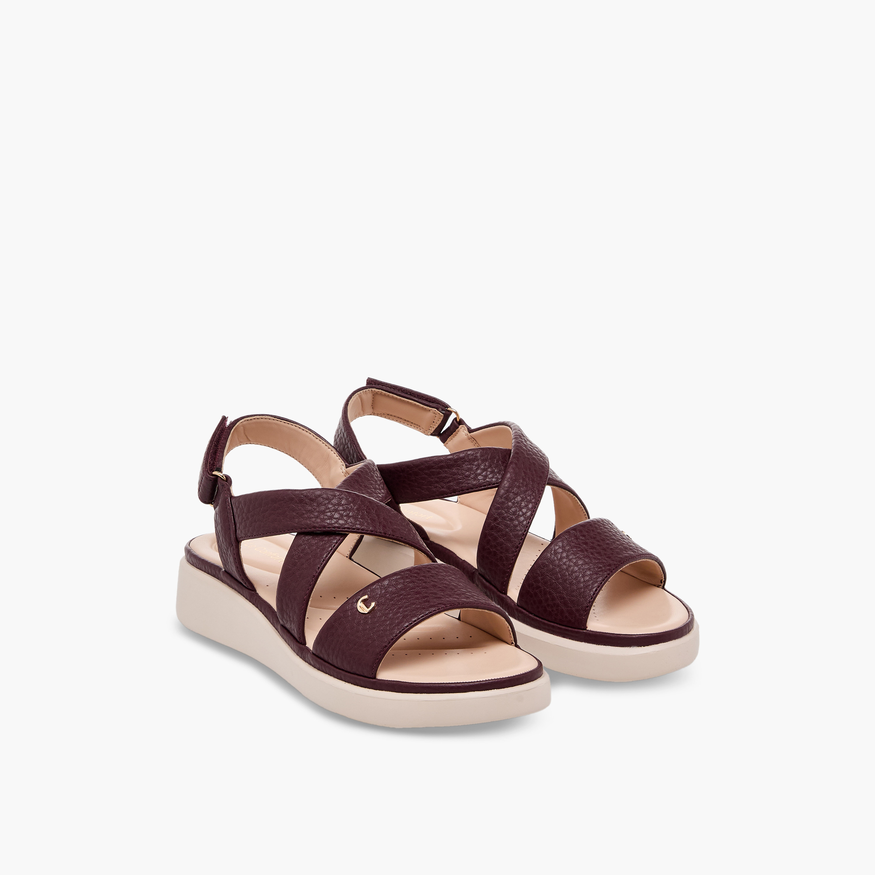 Le Confort Women Textured Cross Strap Sandals-women-shoes-sandals-heeled-image-1