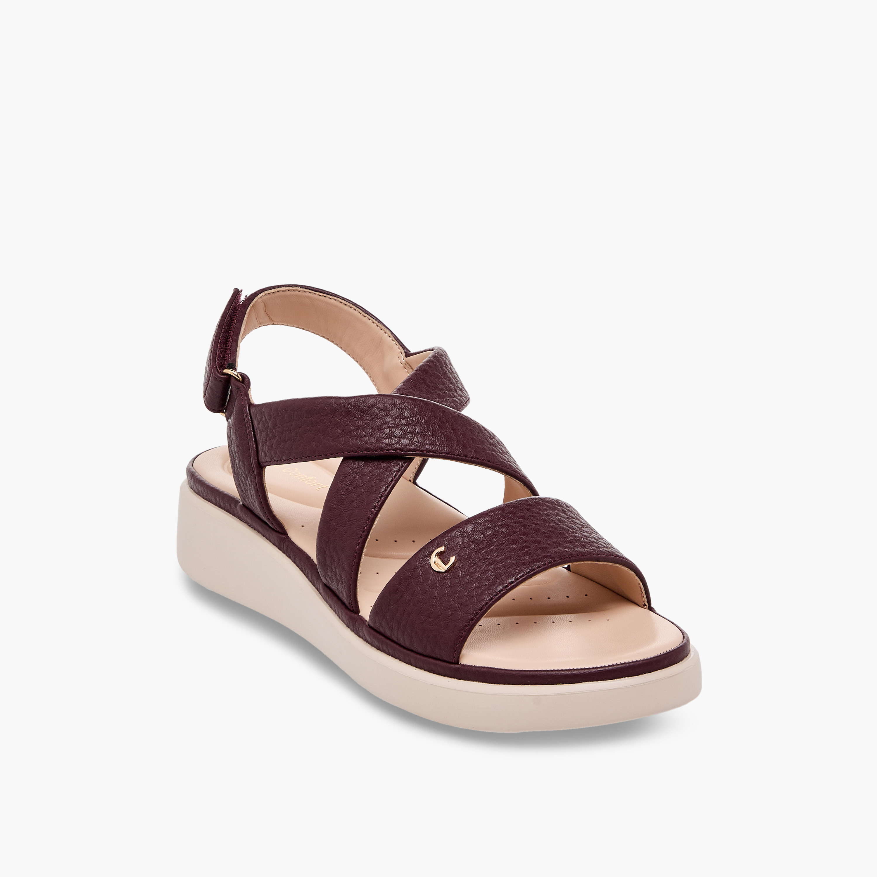 Le Confort Women Textured Cross Strap Sandals-women-shoes-sandals-heeled-image-2
