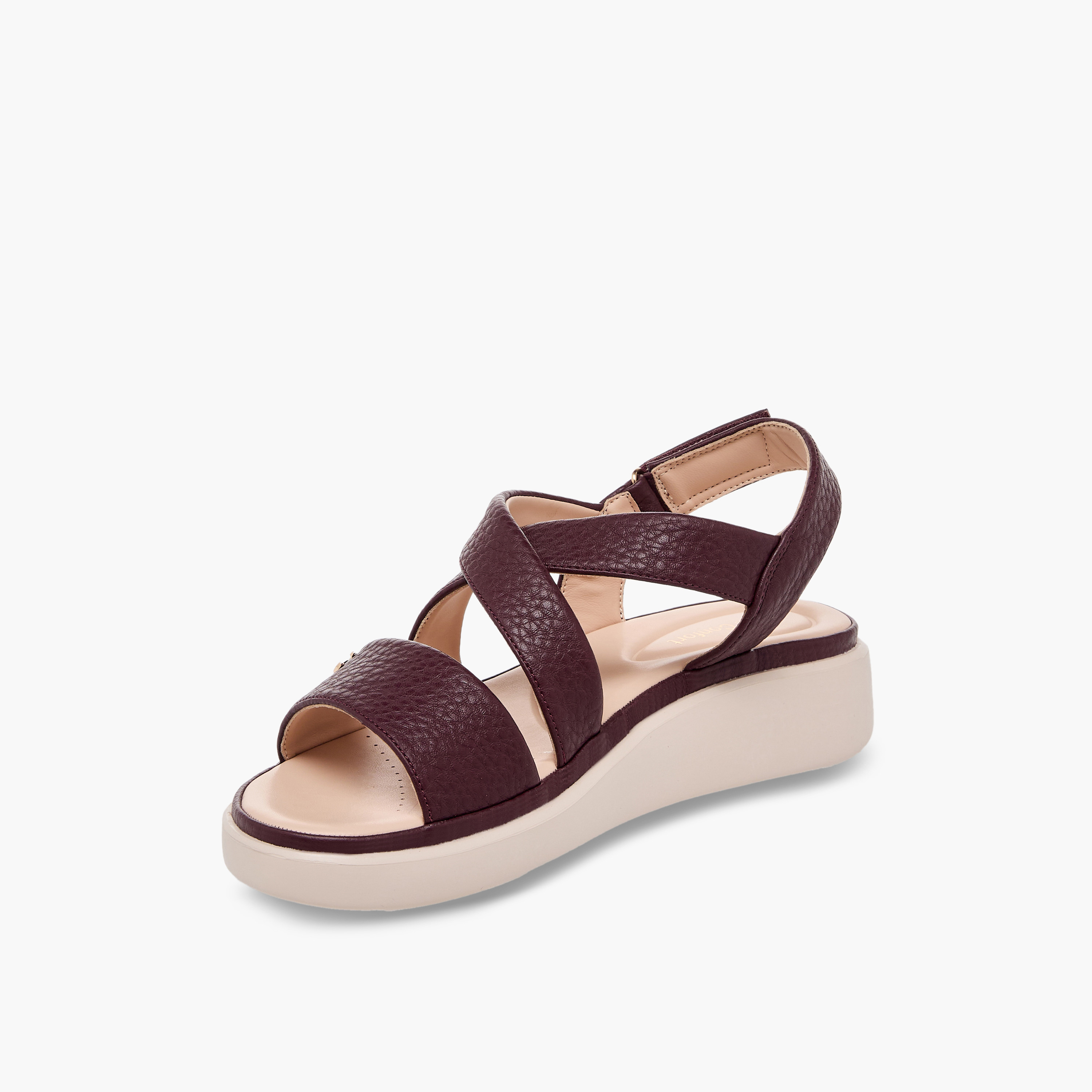 Le Confort Women Textured Cross Strap Sandals-women-shoes-sandals-heeled-image-4