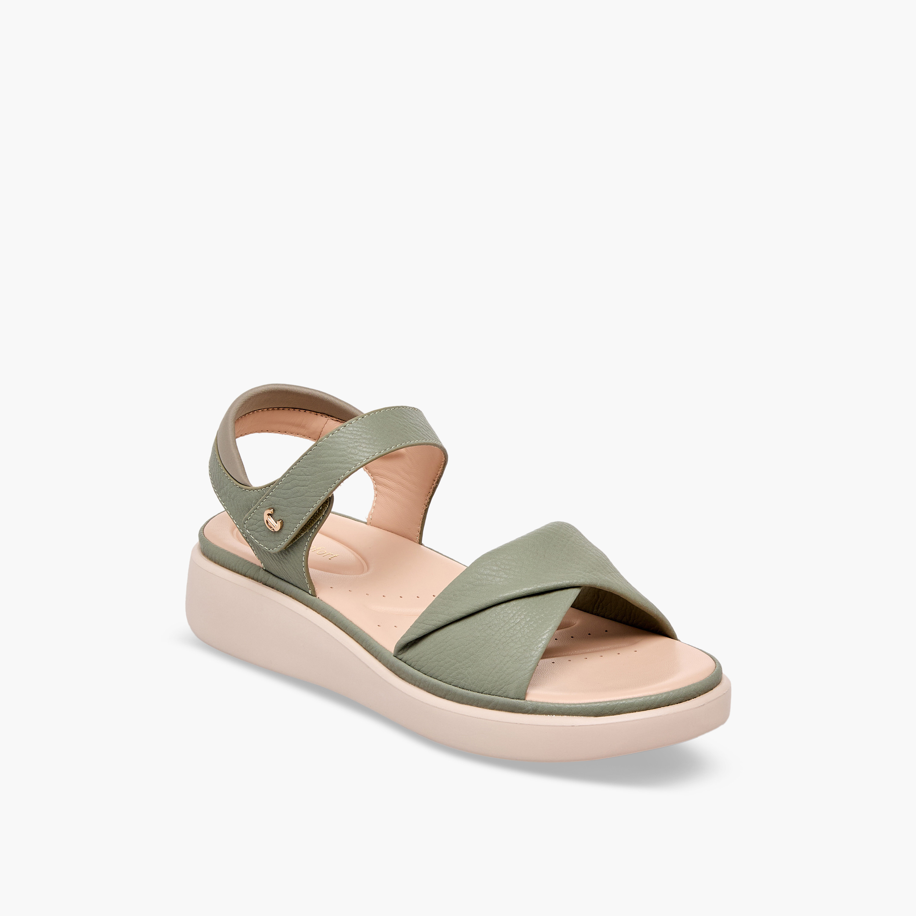 صندل بأحزمة وشريط لاصق من لو كونفورت-women-shoes-flats-sandals-image-2