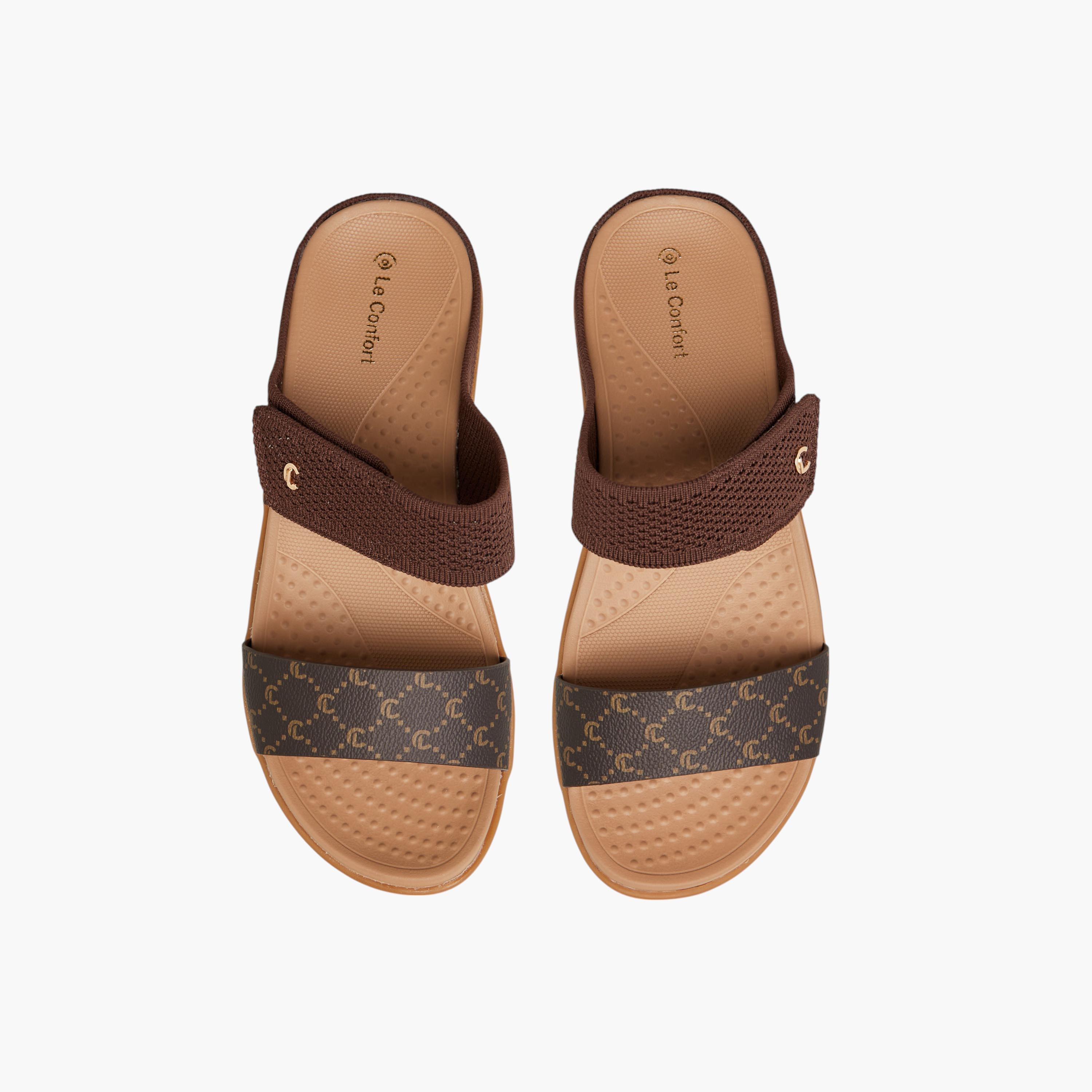 Le Confort Monogram Print Slip-On Comfort Sandals-women-shoes-sandals-heeled-image-1