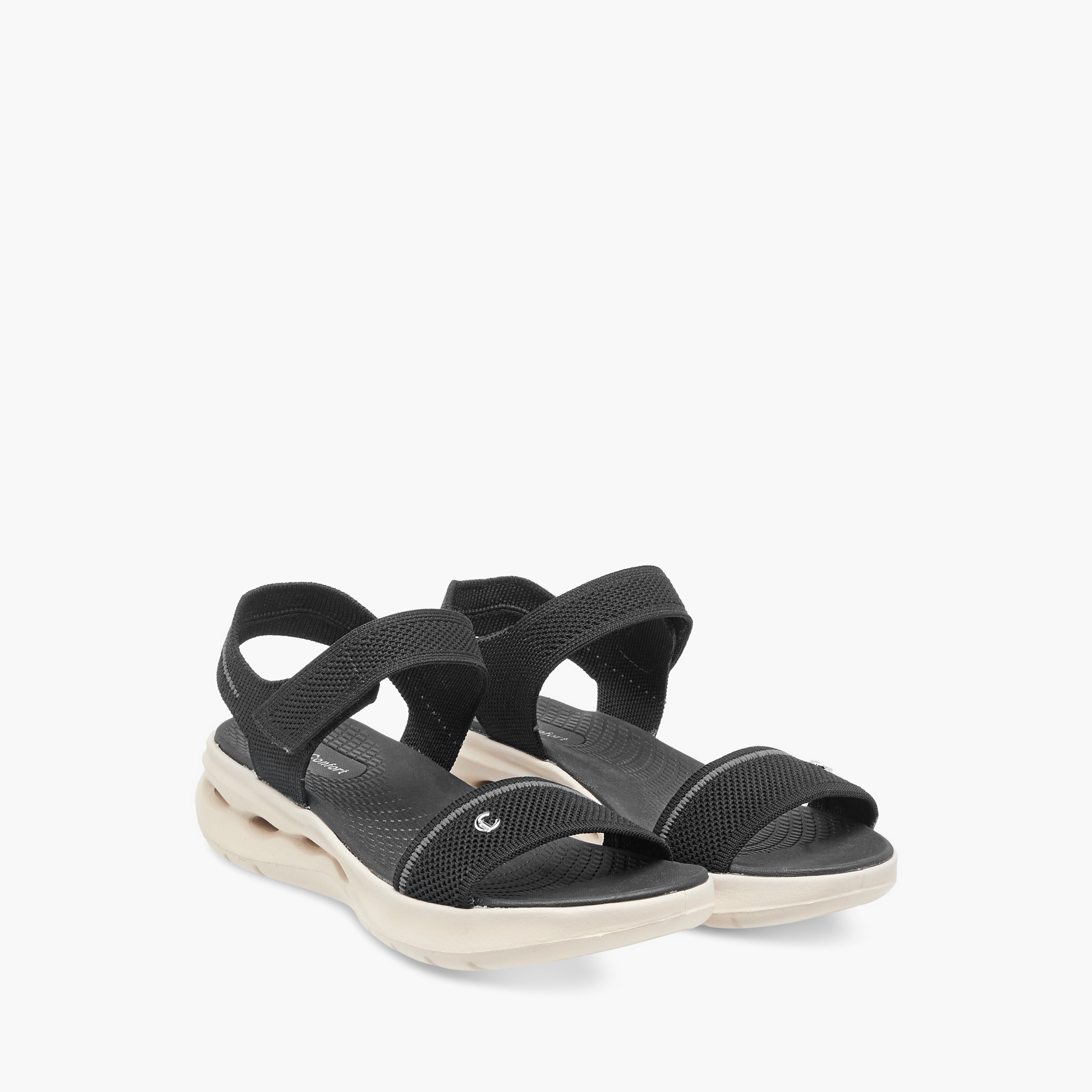 صندل محبوك مريح بشريط إغلاق لاصق للنساء من لو كونفورت-women-shoes-sandals-flats-image-5