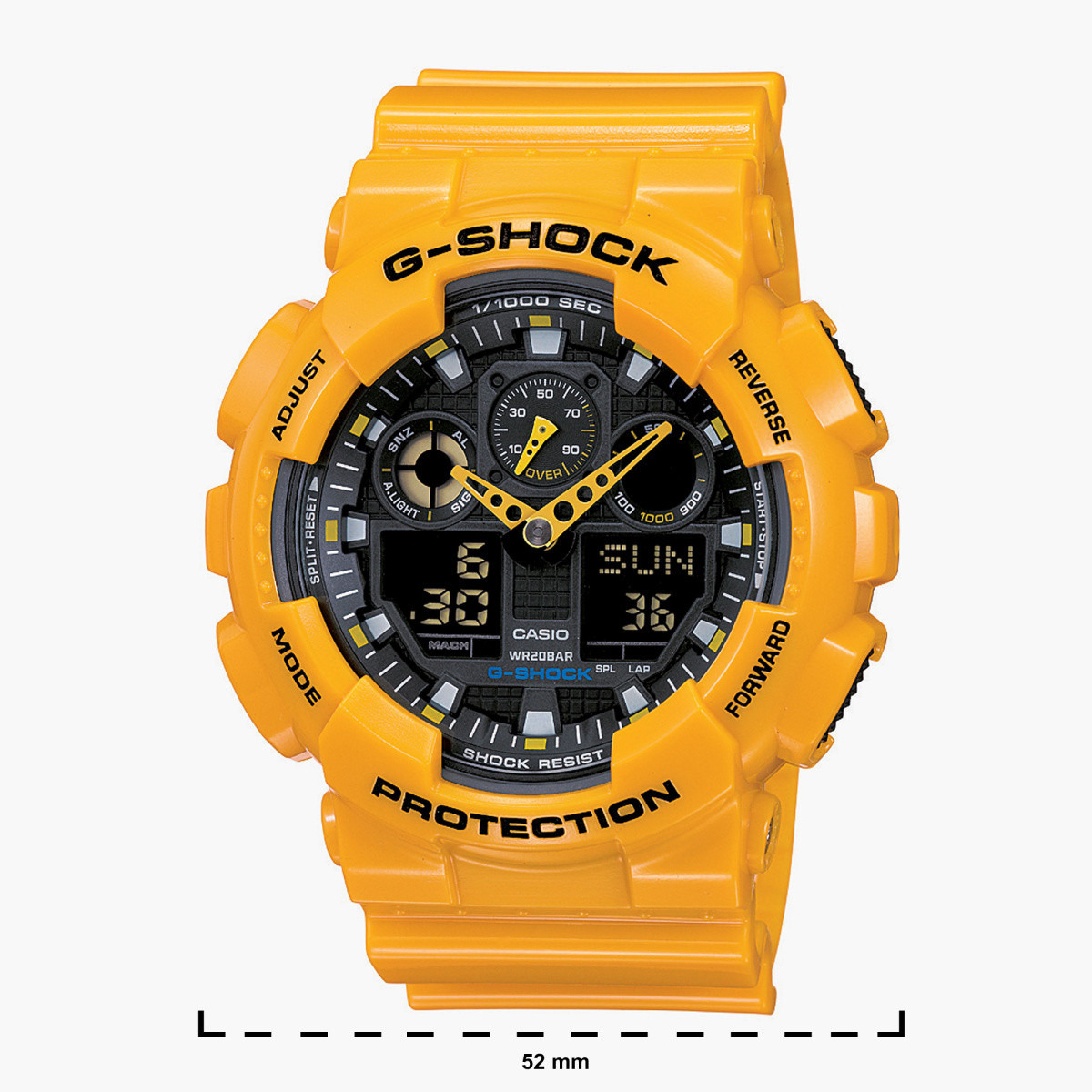 ساعة يد تناظرية/رقمية صفراء بسوار من الراتينج للرجال من كاسيو GD100A9ADR-men-watchesandjewellery-watches-image-2