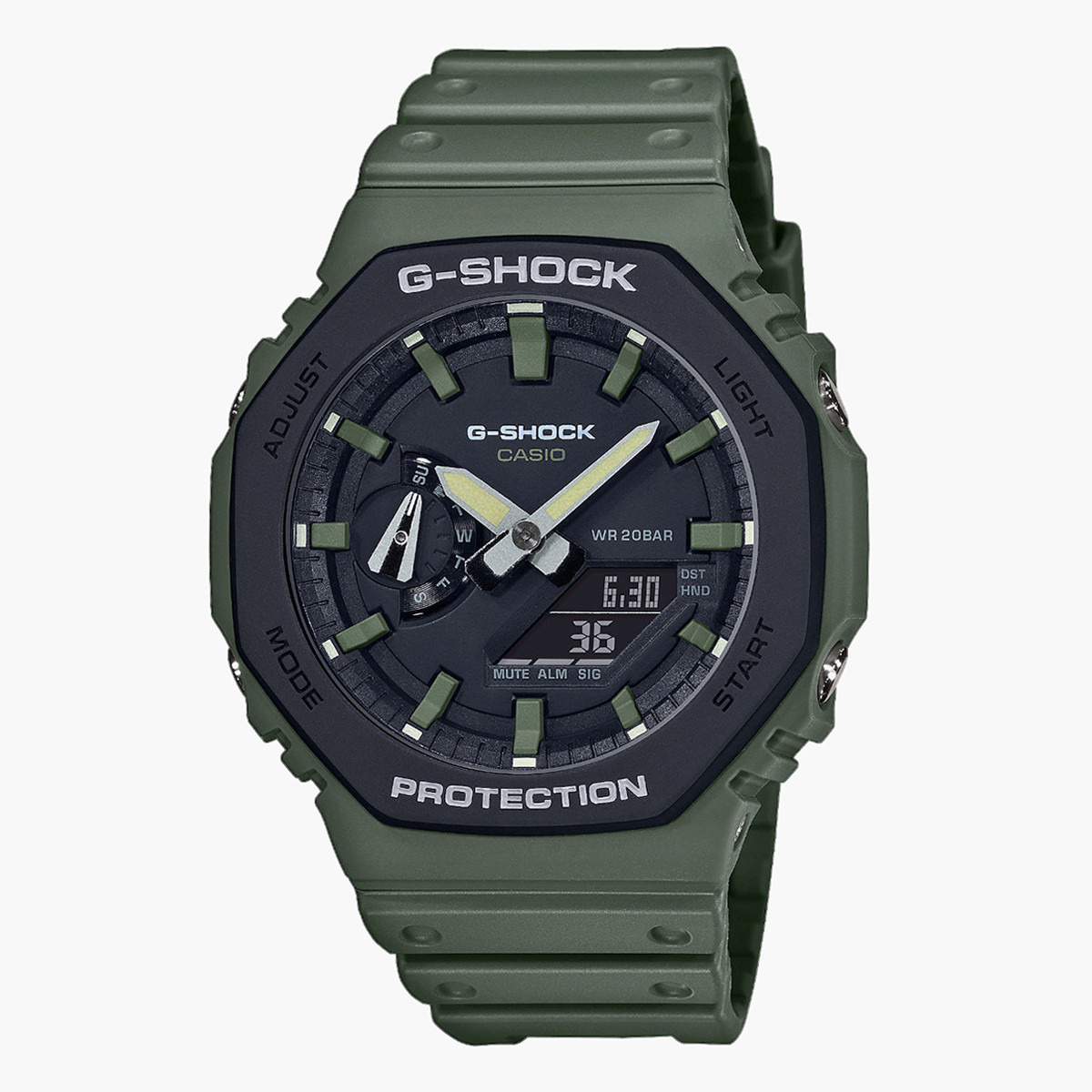 ساعة يد تناظرية/رقمية خضراء بسوار كربون للرجال من جي- شوك GA-2110SU-3ADR-men-watchesandjewellery-watches-image-1