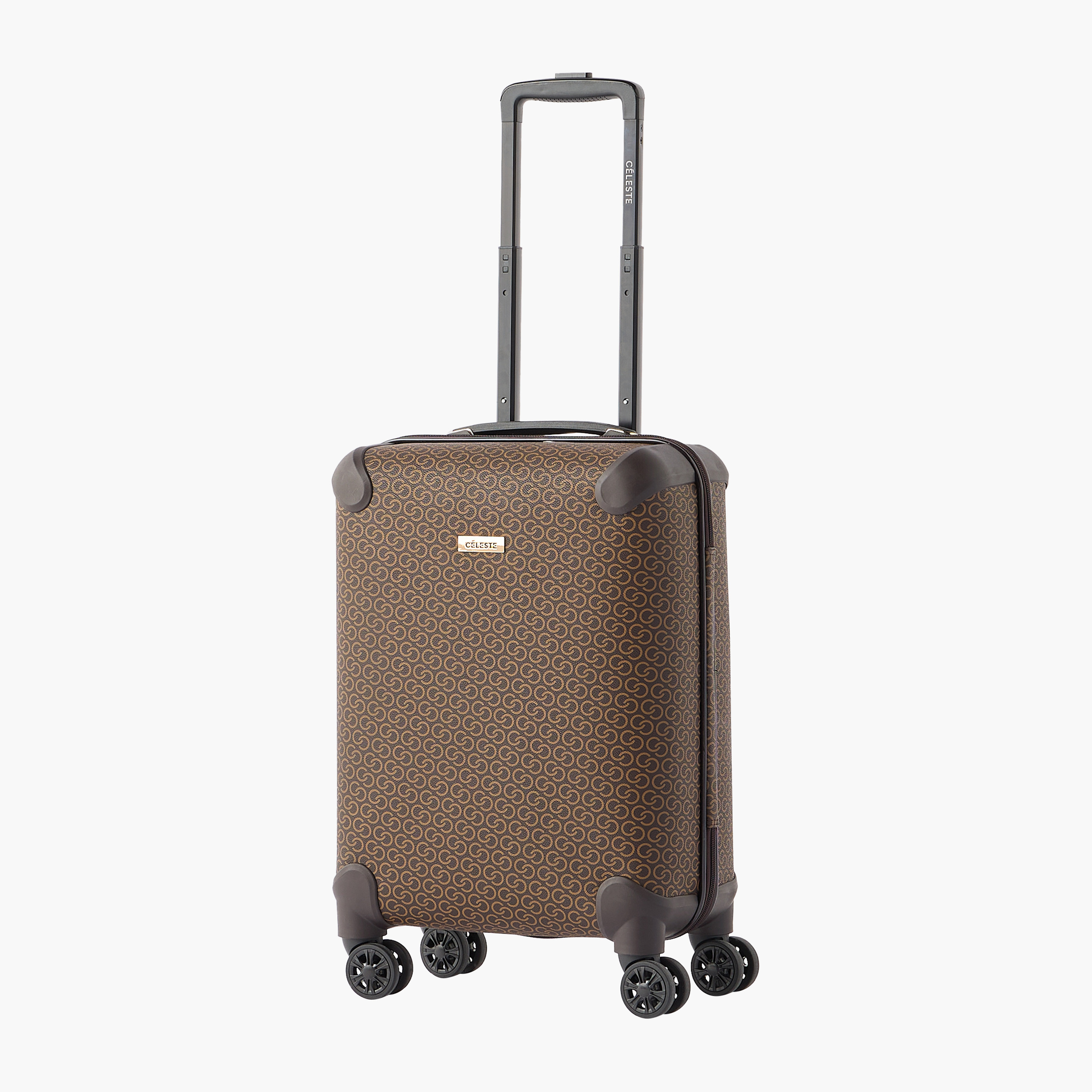 Celeste Monogram Print Hardcase Luggage Trolley with Retractable Handle - 20 inches Check-in Bag-travel-luggagesandbags-luggage-image-1