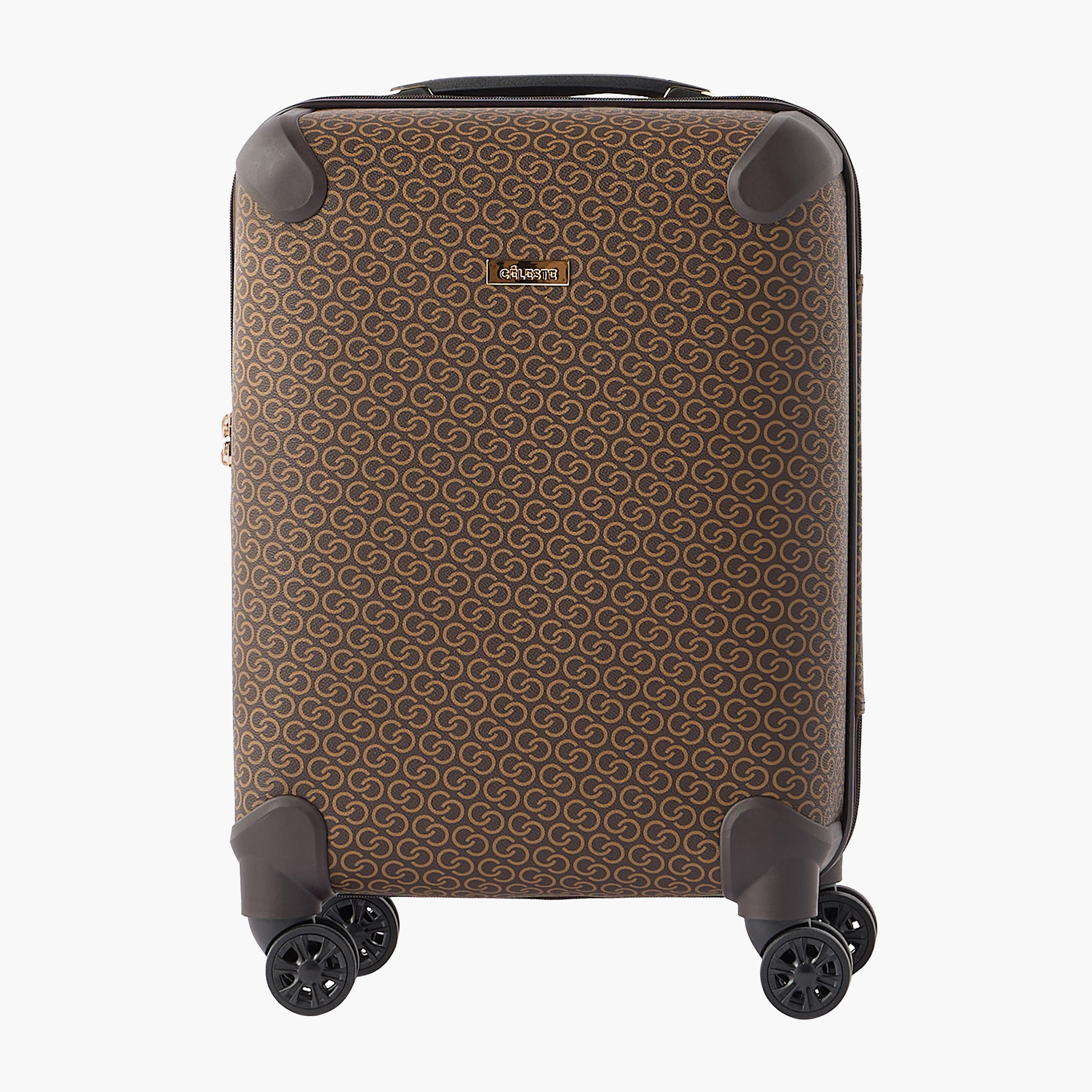 Celeste Monogram Print Hardcase Luggage Trolley with Retractable Handle - 20 inches Check-in Bag-travel-luggagesandbags-luggage-image-2