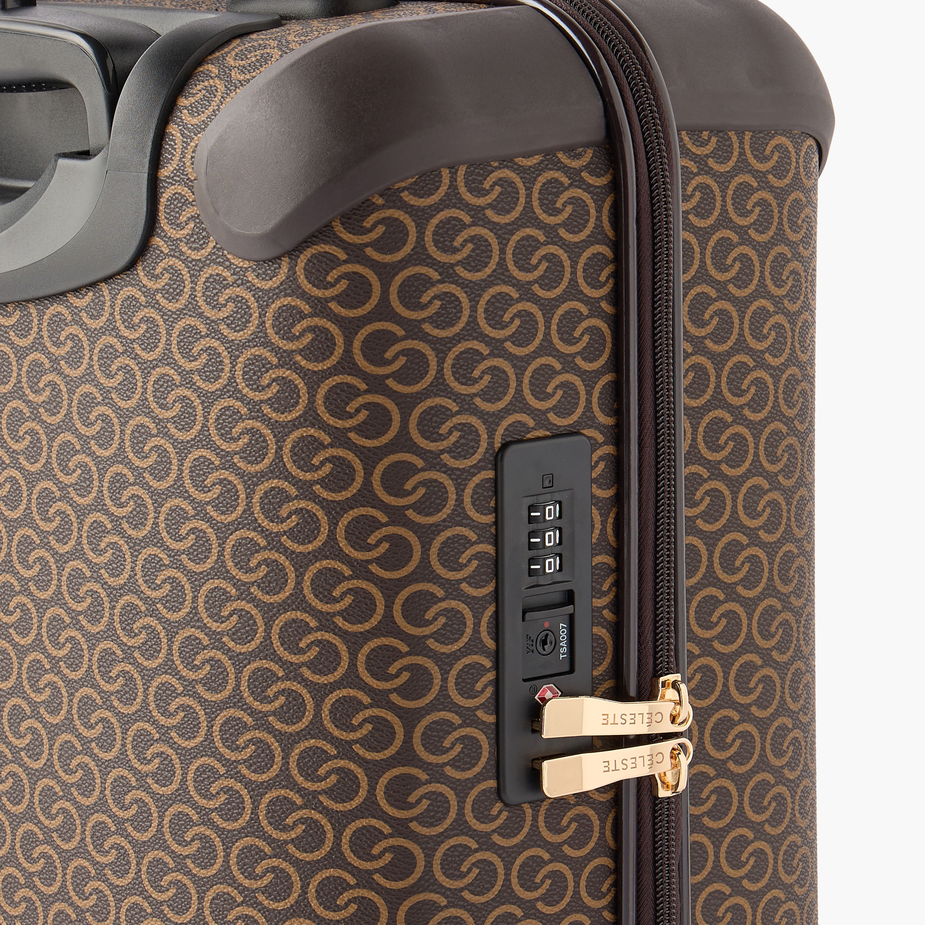 Celeste Monogram Print Hardcase Luggage Trolley with Retractable Handle - 20 inches Check-in Bag-travel-luggagesandbags-luggage-image-4