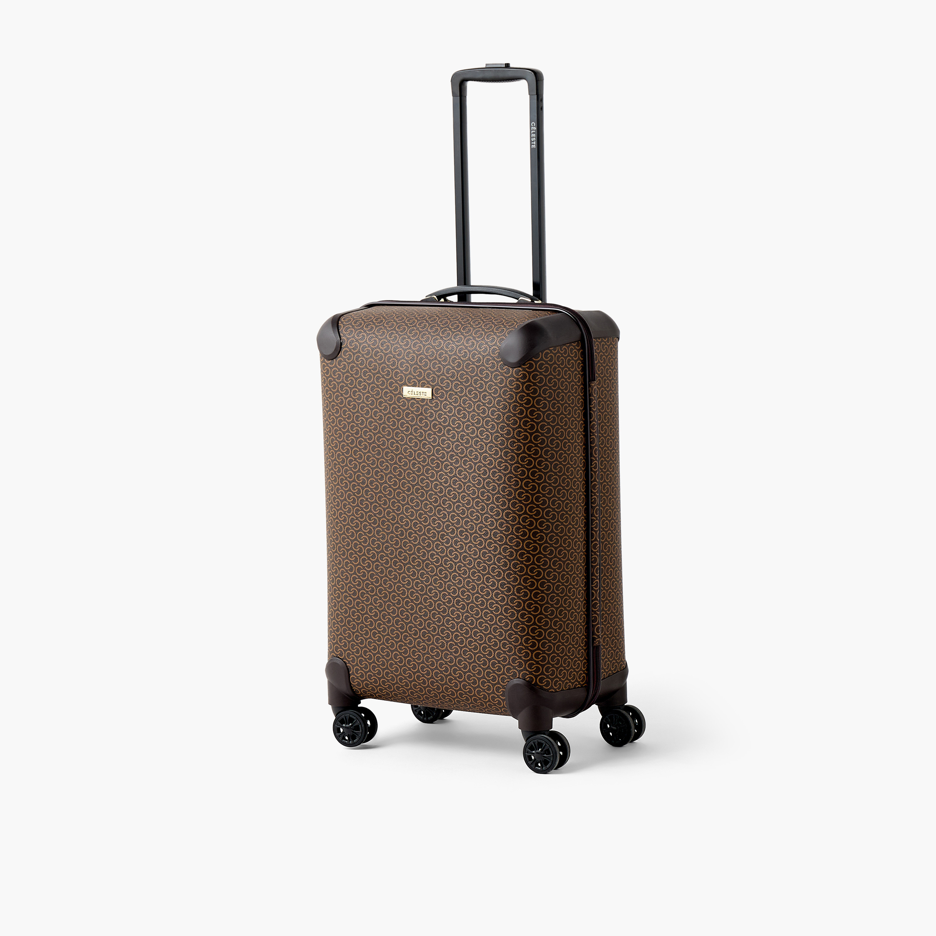 Celeste Monogram Print Hardcase Luggage Trolley with Retractable Handle - 24 inches Check-In Bag-travel-luggagesandbags-luggage-image-1