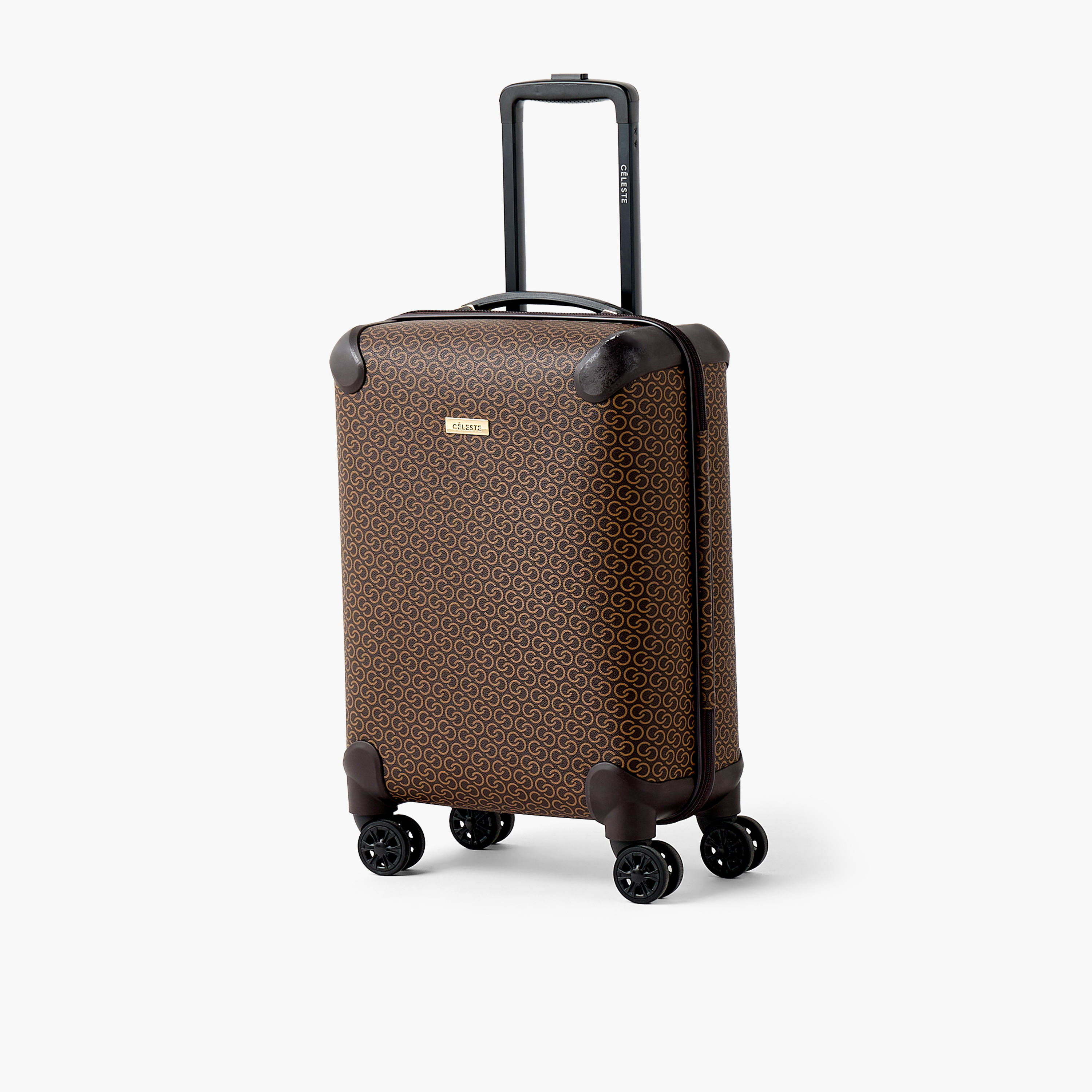 Celeste Monogram Print Hardcase Luggage Trolley with Retractable Handle - 24 inches Check-In Bag-travel-luggagesandbags-luggage-image-10