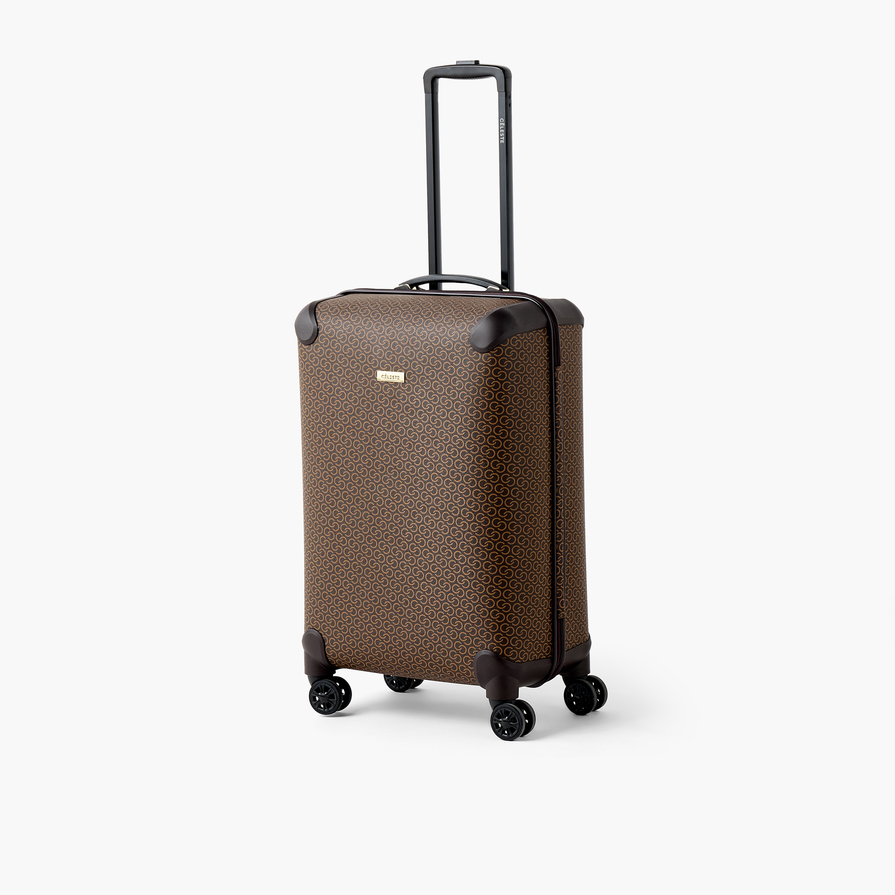 Celeste Monogram Print Hardcase Luggage Trolley with Retractable Handle - 24 inches Check-In Bag-travel-luggagesandbags-luggage-image-11