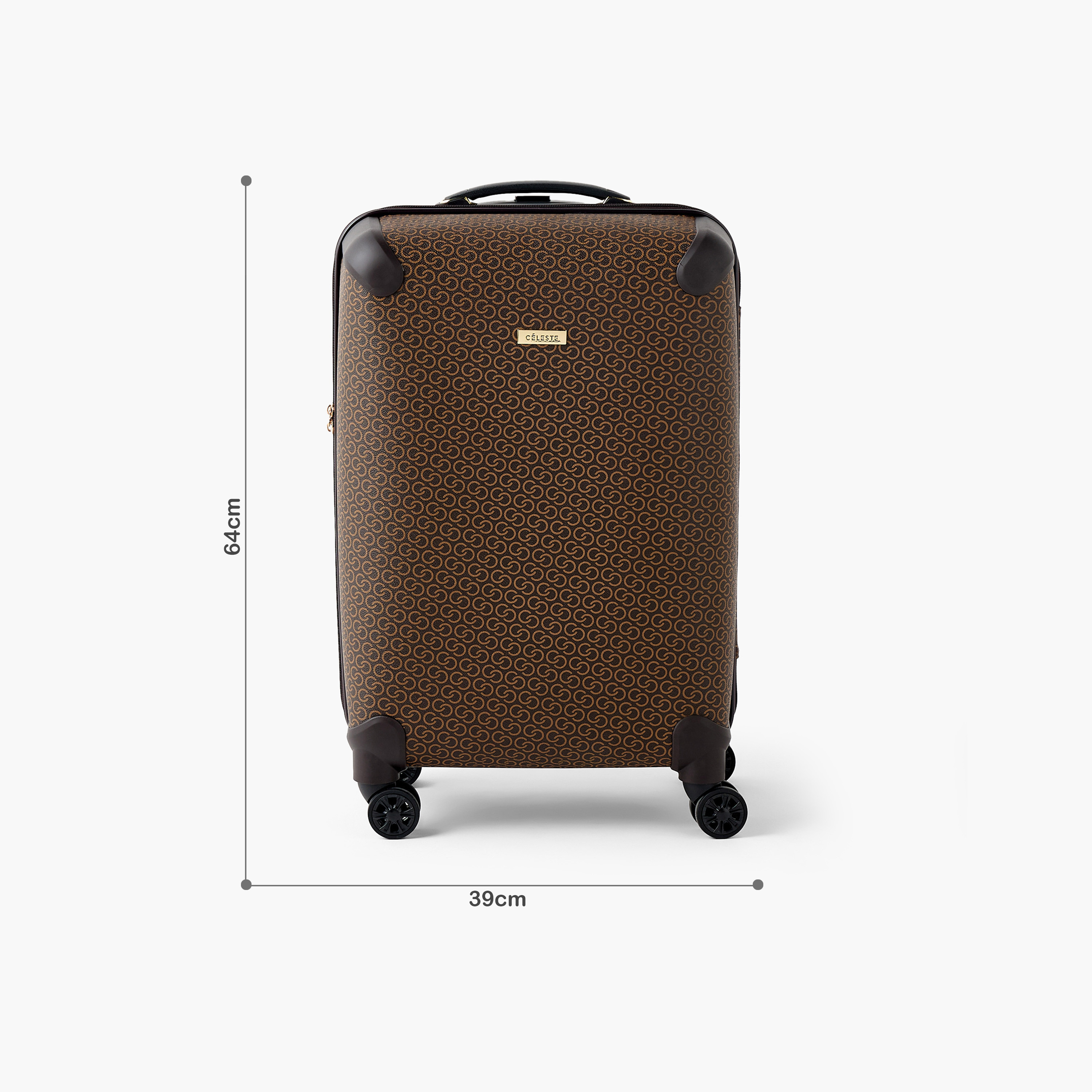Celeste Monogram Print Hardcase Luggage Trolley with Retractable Handle - 24 inches Check-In Bag-travel-luggagesandbags-luggage-image-12