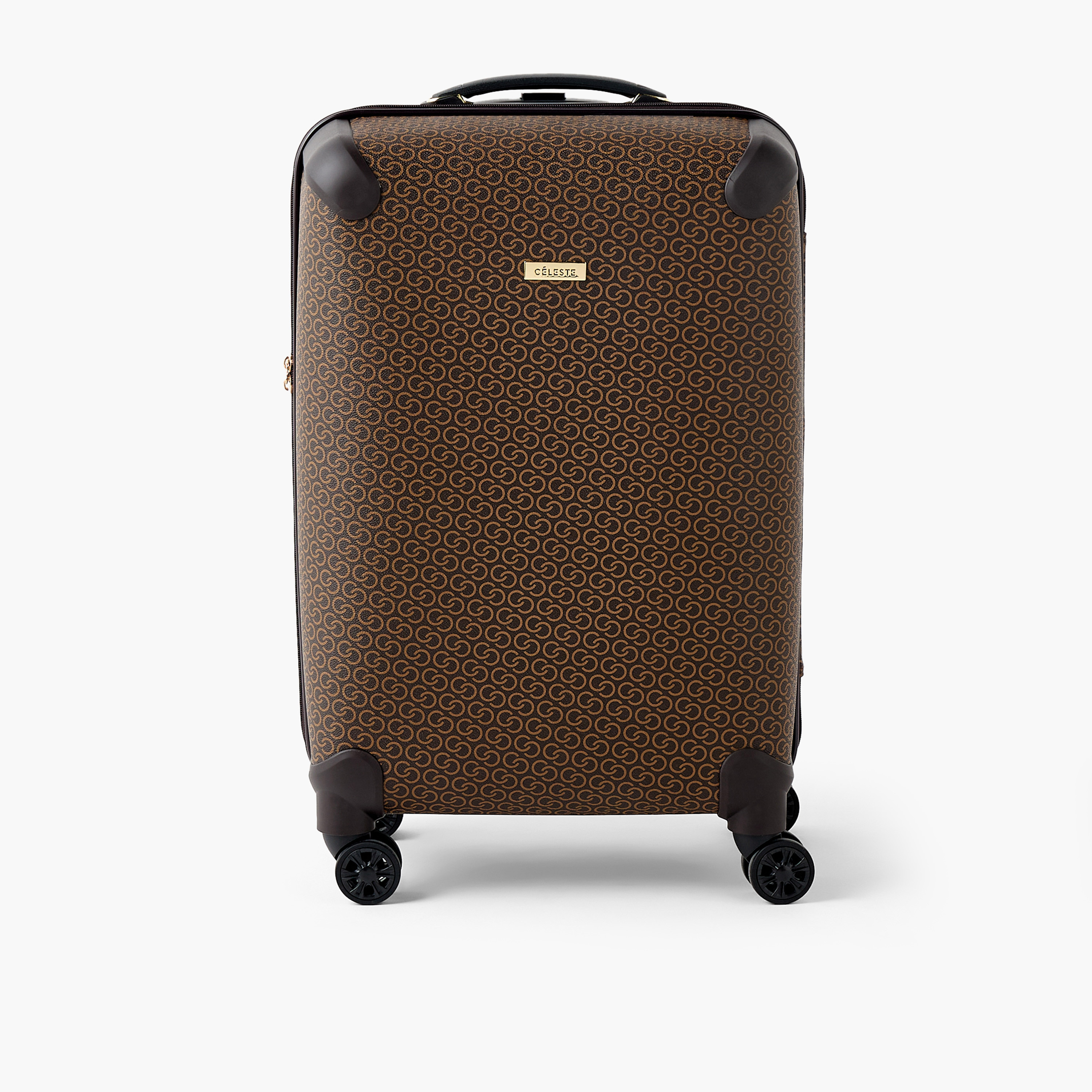 Celeste Monogram Print Hardcase Luggage Trolley with Retractable Handle - 24 inches Check-In Bag-travel-luggagesandbags-luggage-image-2