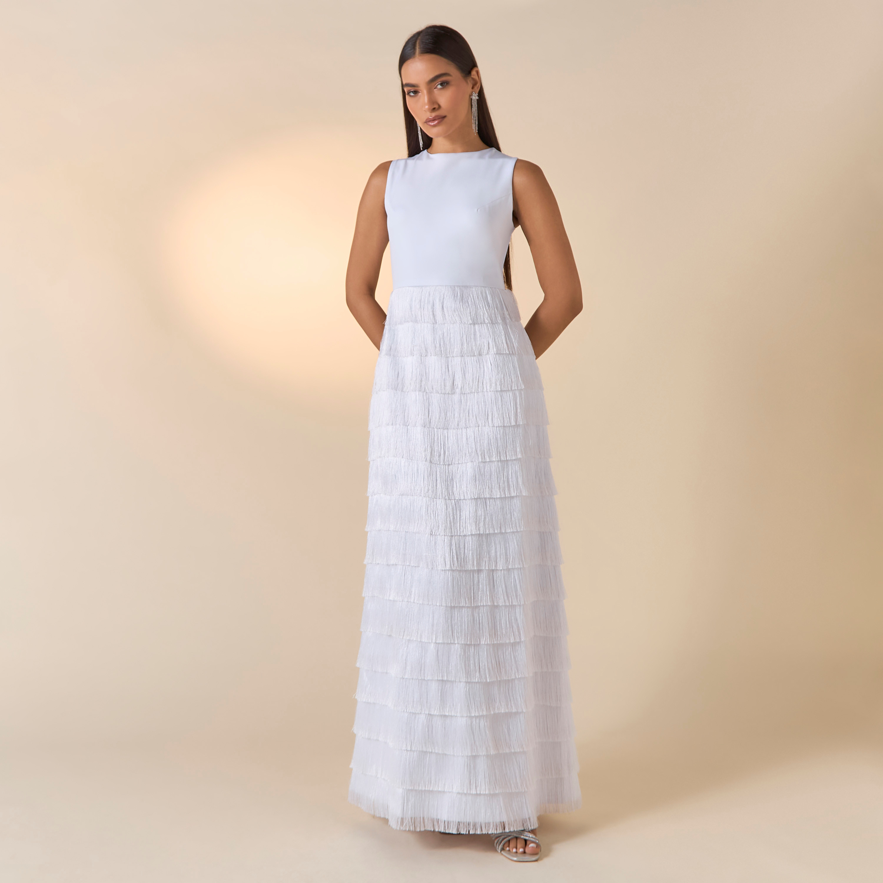 FYOR Fringe Detail Sleeveless Dress with Round Neck-women-clothing-dresses-image-1
