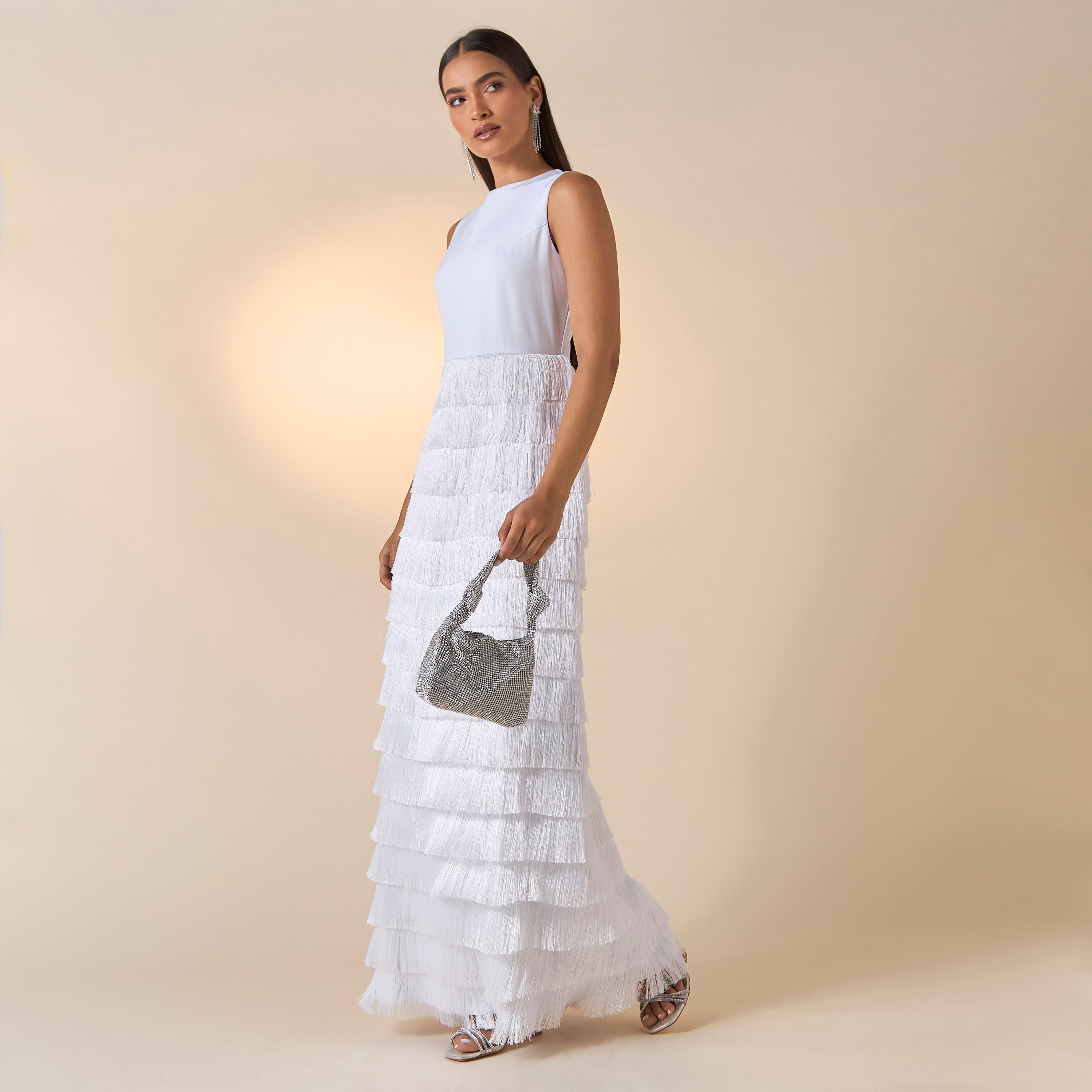 FYOR Fringe Detail Sleeveless Dress with Round Neck-women-clothing-dresses-image-2