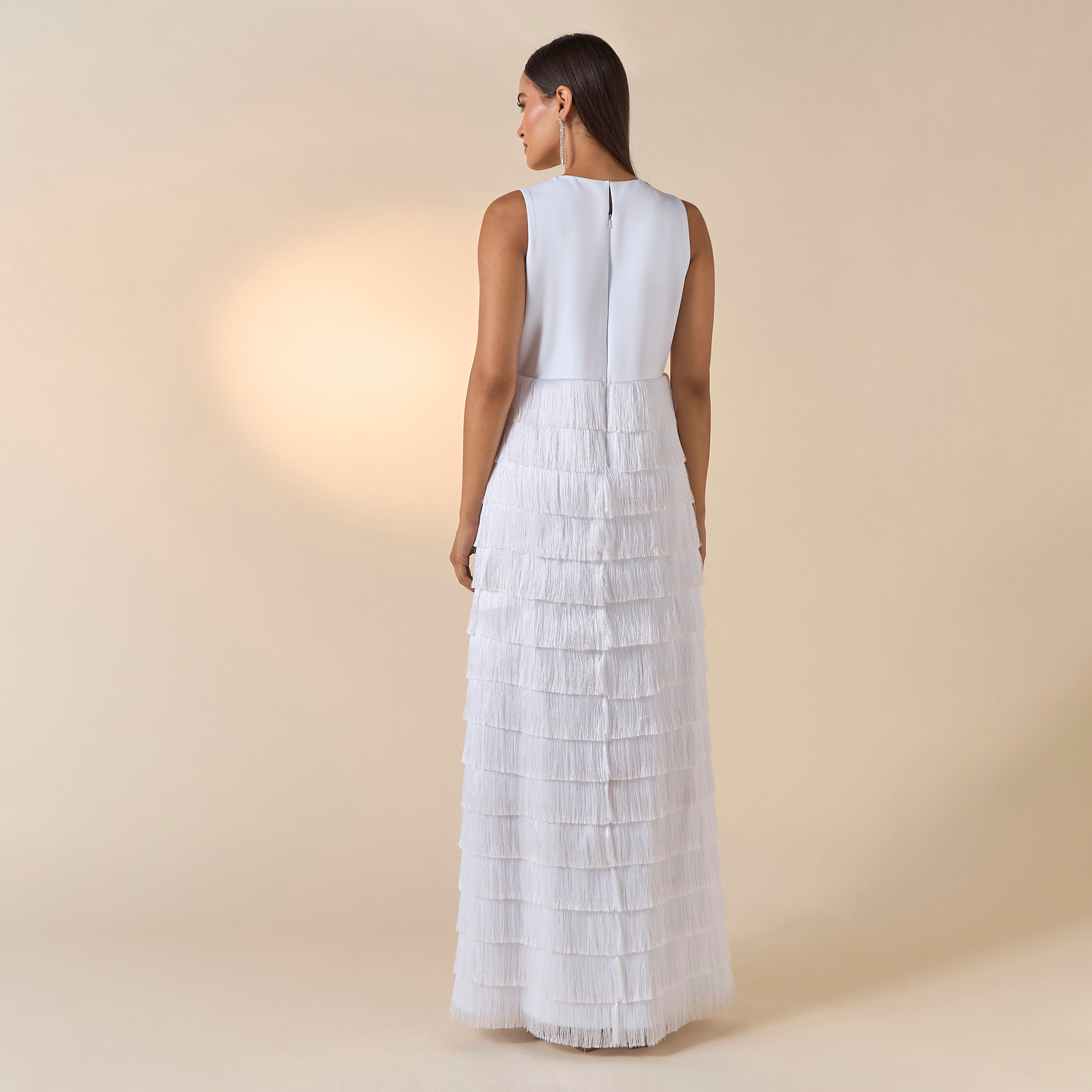 فستان دون أكمام بياقة مستديرة وتفاصيل شراشيب من فيور-women-clothing-dresses-image-8