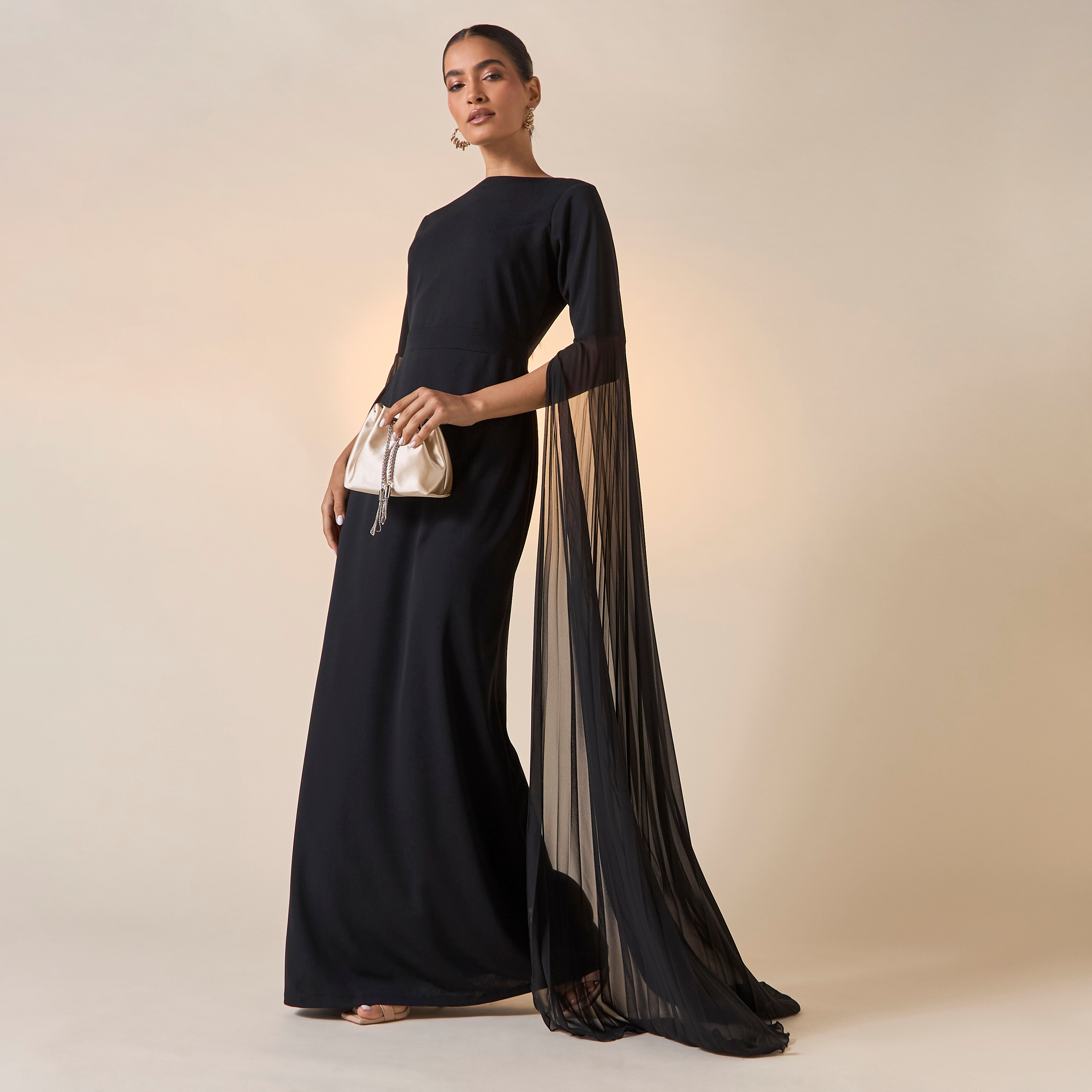 فستان سادة بياقة قارب وأكمام كاب من فيور-women-clothing-dresses-image-2