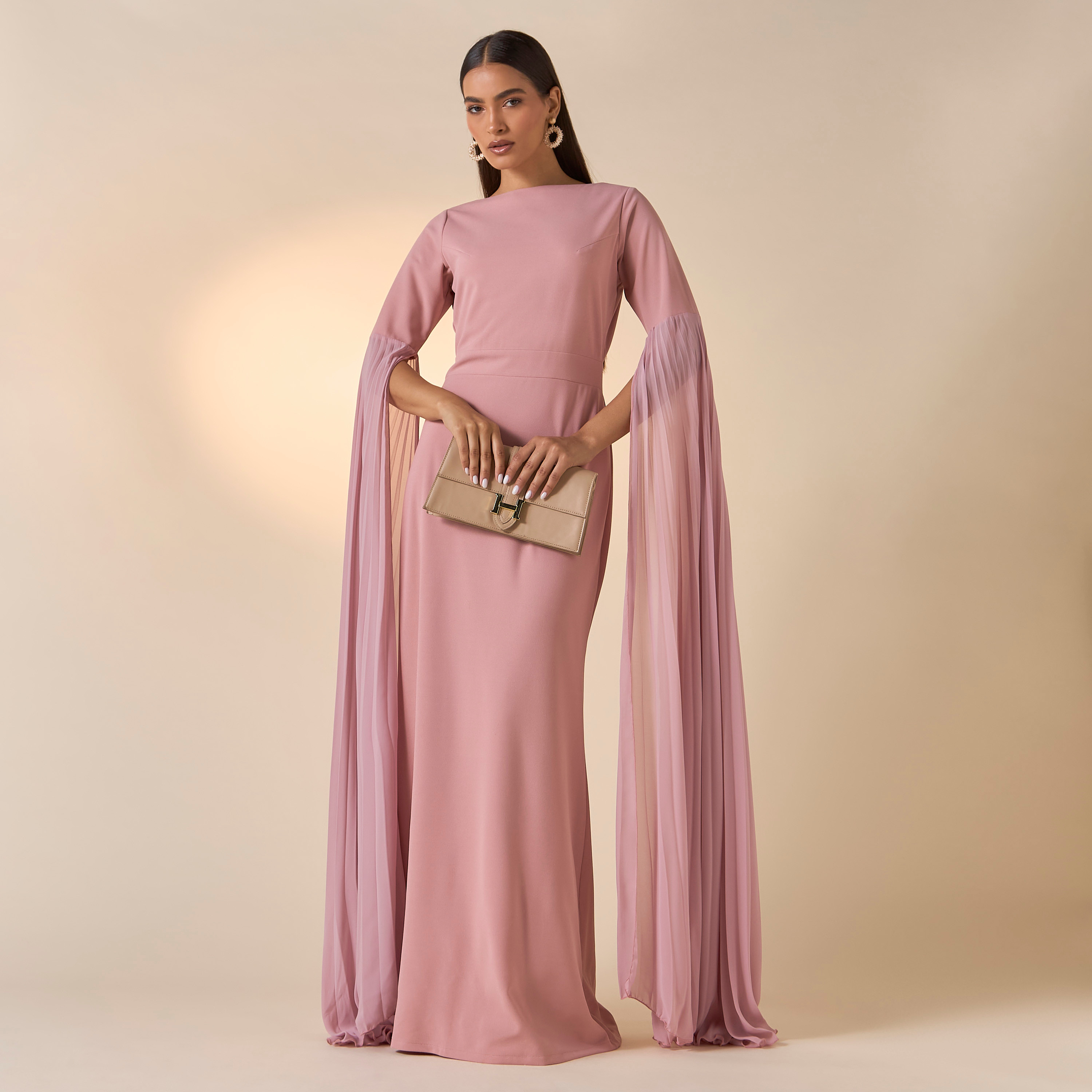 فستان سادة بياقة قارب وأكمام كاب من فيور-women-clothing-dresses-image-7
