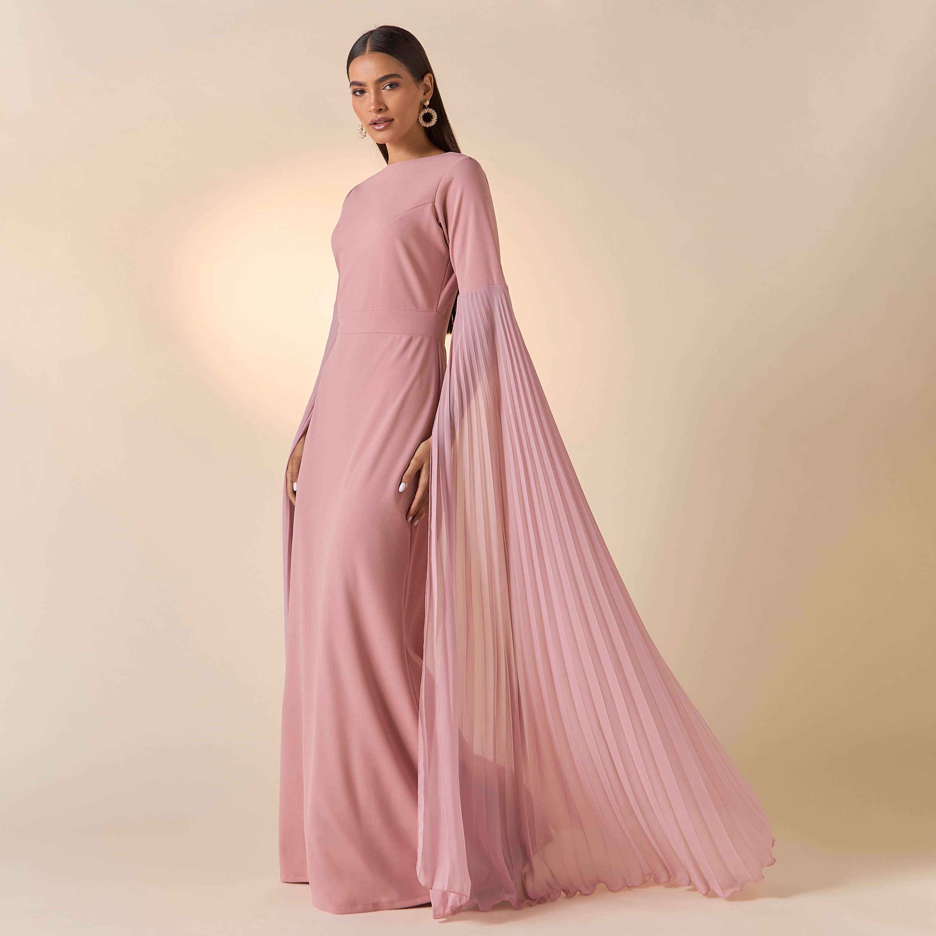 فستان سادة بياقة قارب وأكمام كاب من فيور-women-clothing-dresses-image-8