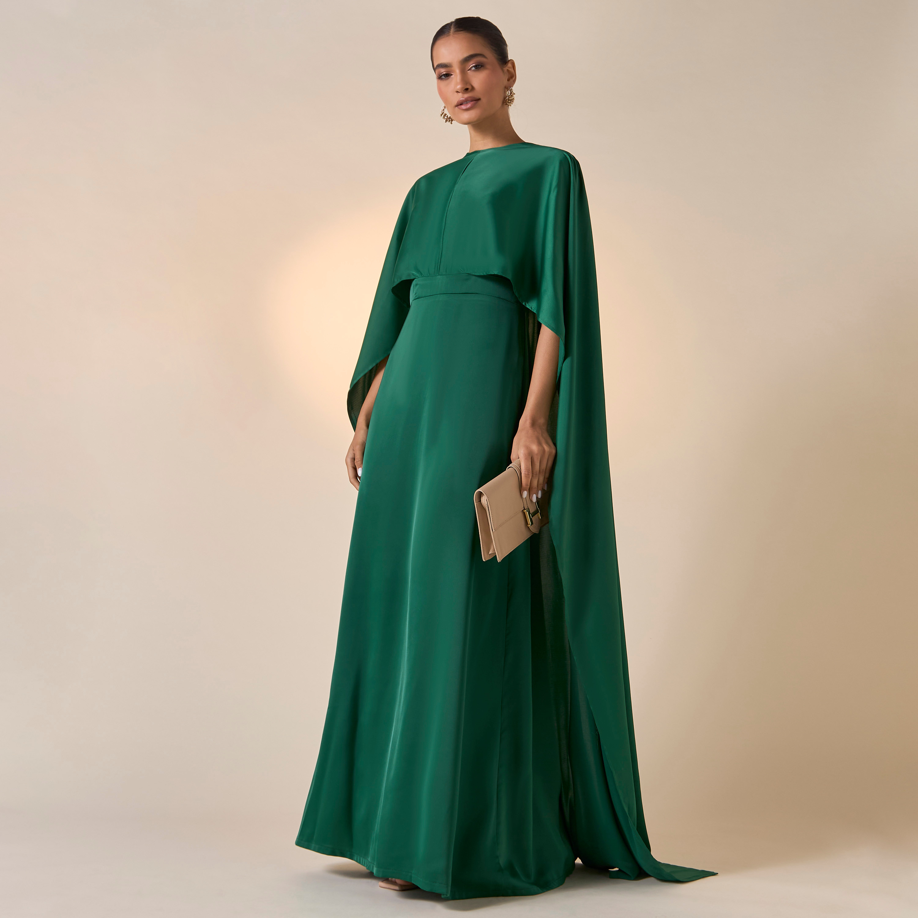 فستان سادة بياقة مستديرة وأكمام كاب من فيور-women-clothing-dresses-image-2