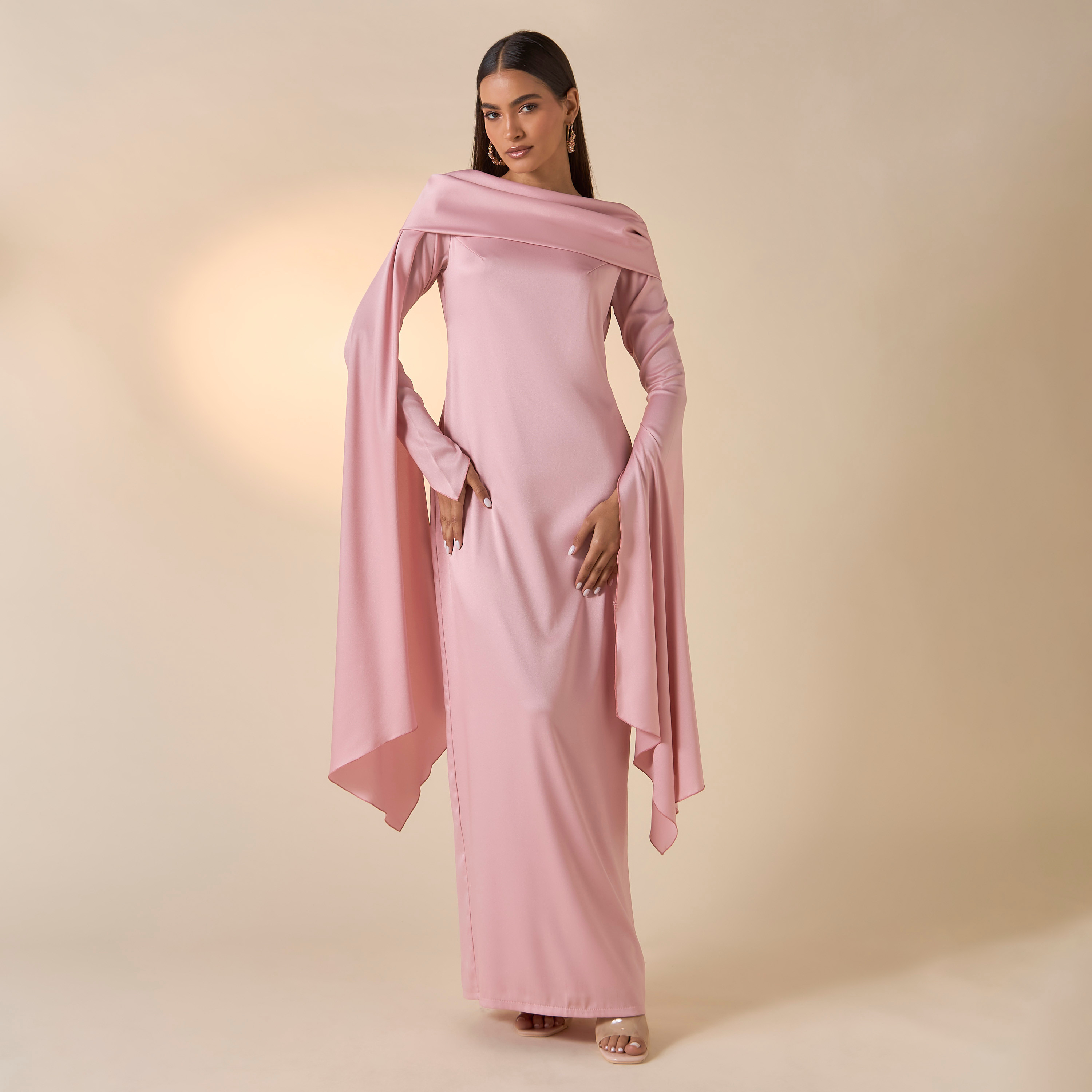 فستان سادة بأكمام كاب وفتحة من فيور-women-clothing-dresses-image-1