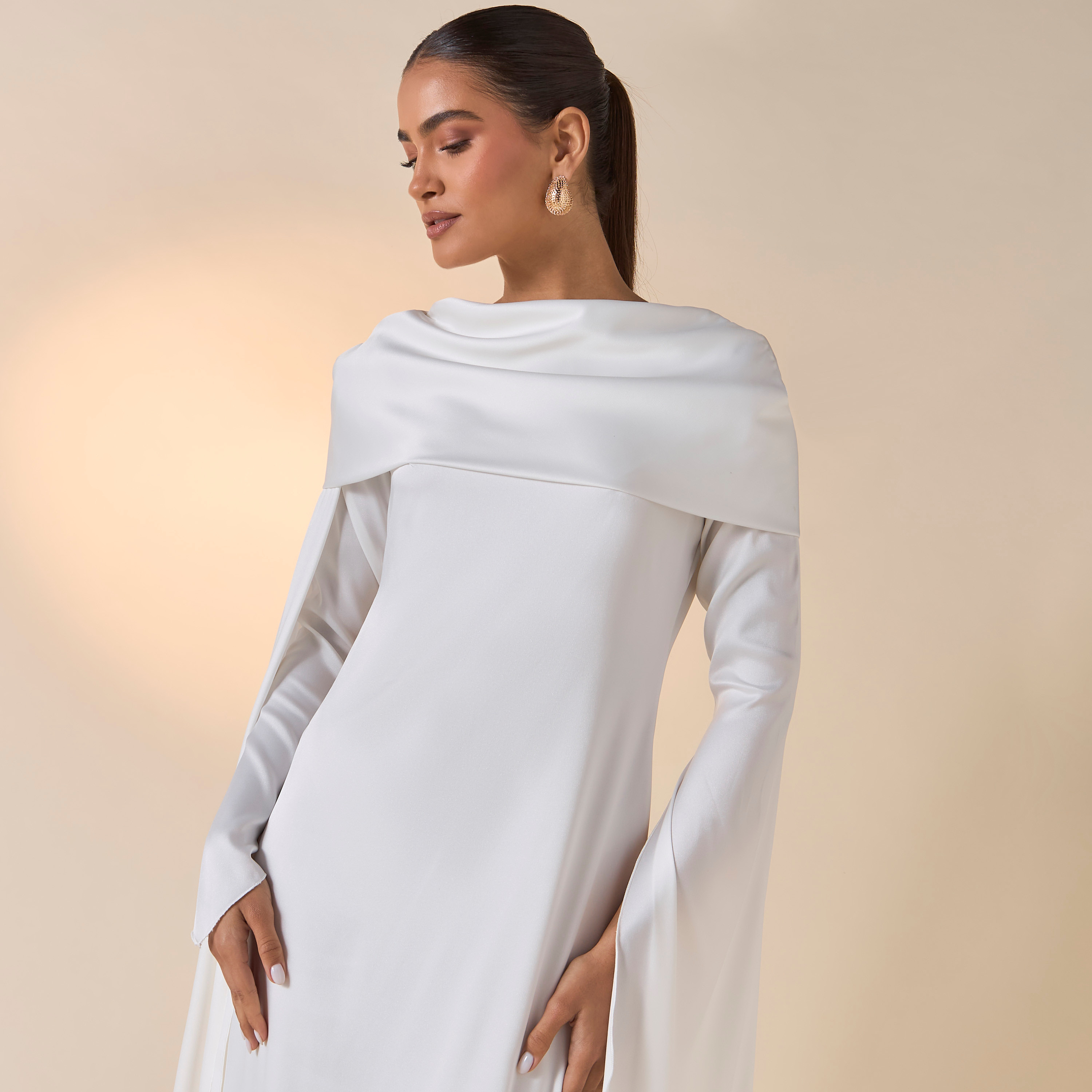 فستان سادة بأكمام كاب وفتحة من فيور-women-clothing-dresses-image-9