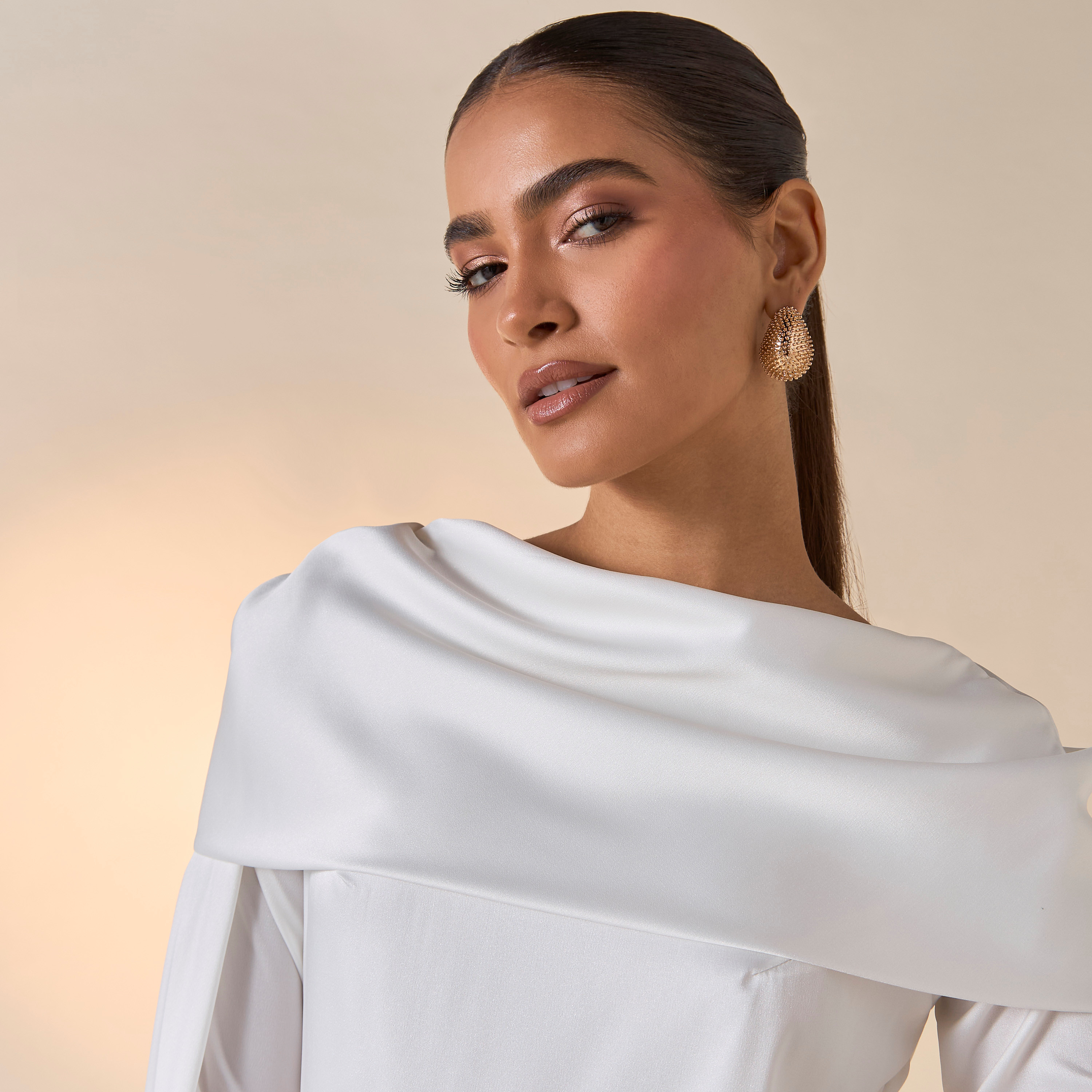 FYOR Solid Dress with Cape Sleeves and Slit Detail-women-clothing-dresses-image-6