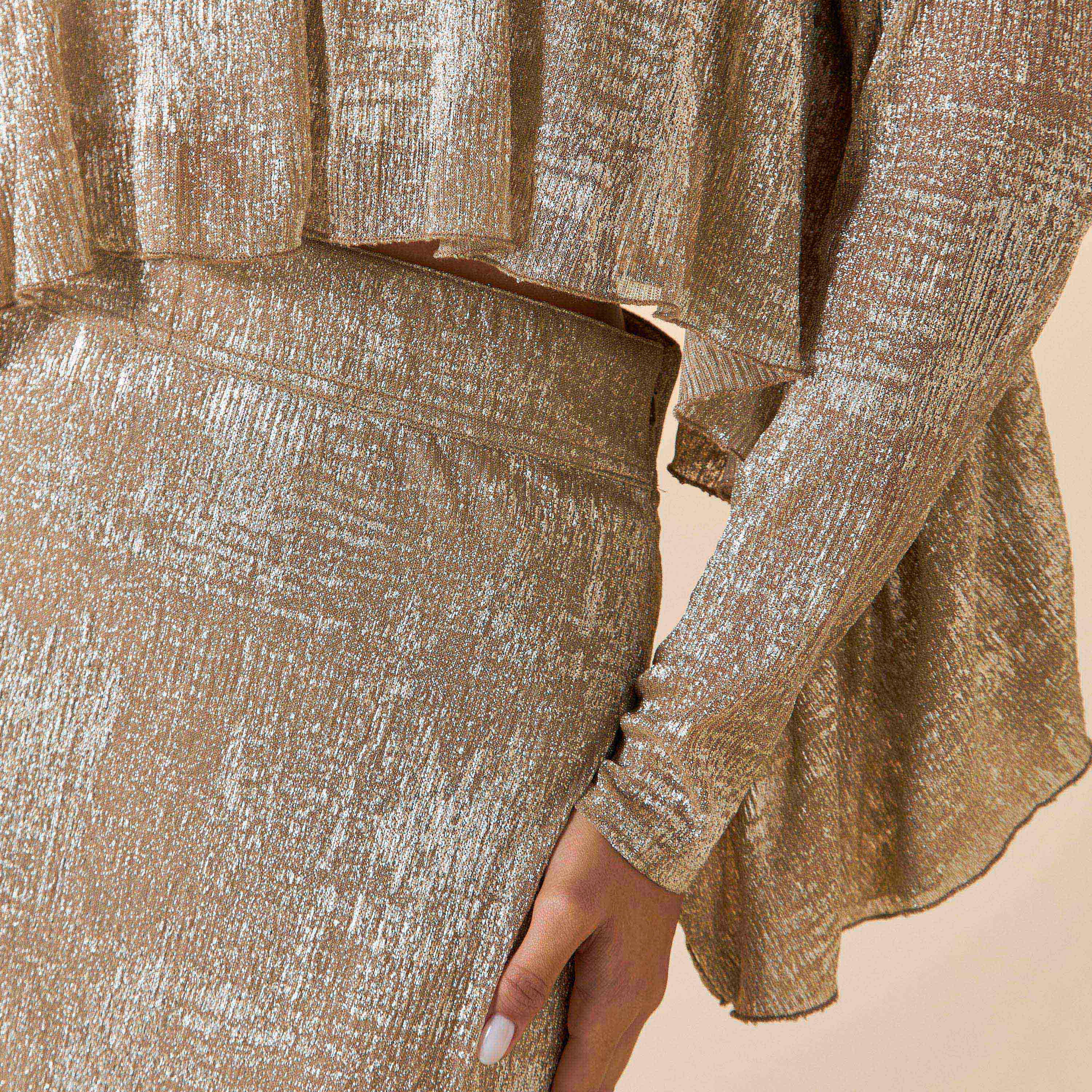 FYOR Textured Round Neck Crop Top and Skirt Set-women-clothing-coordsets-image-6