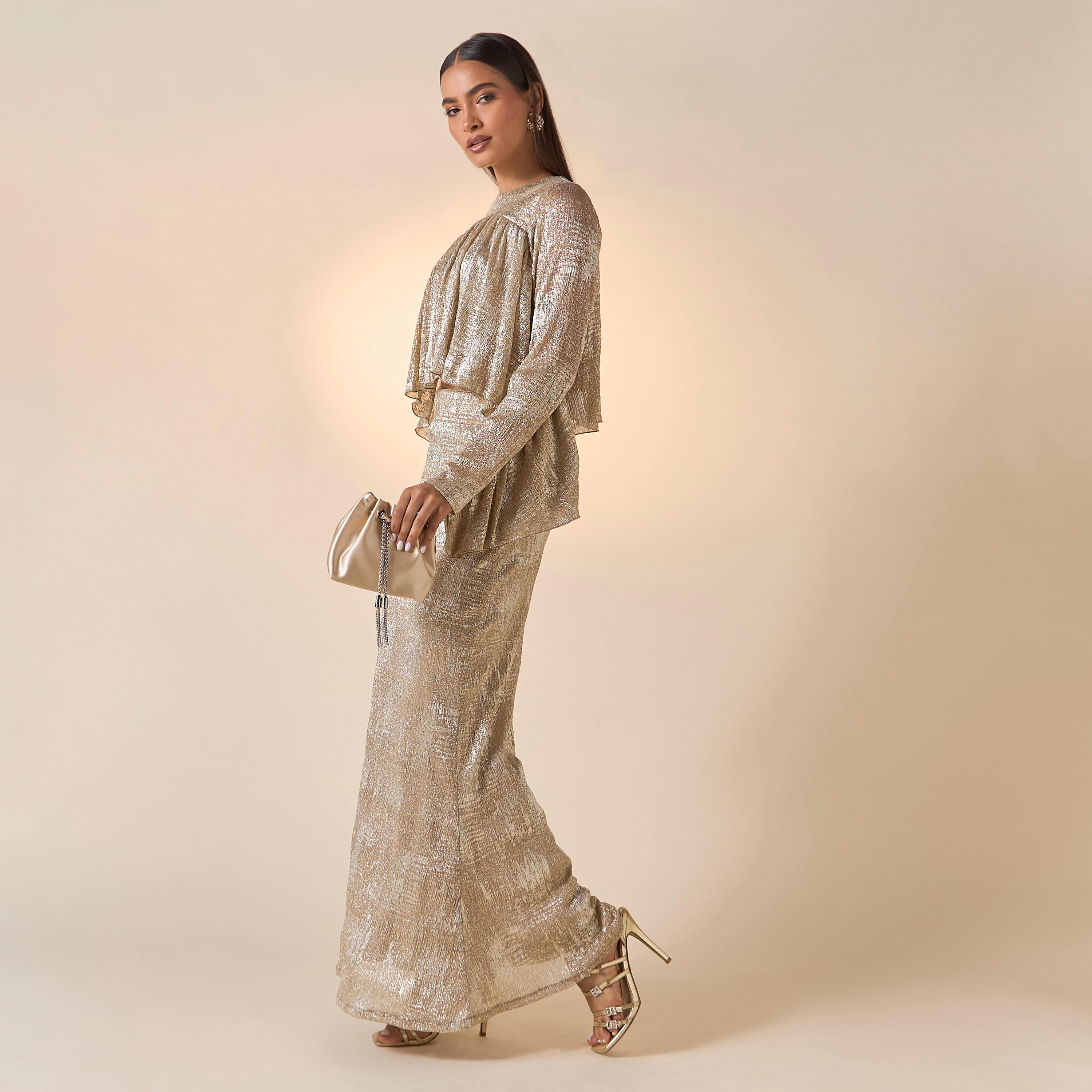 FYOR Textured Round Neck Crop Top and Skirt Set-women-clothing-coordsets-image-7