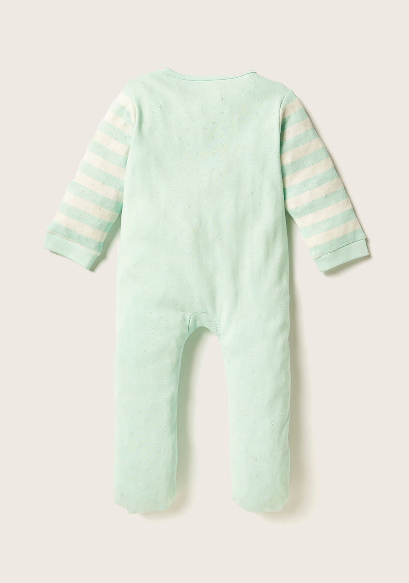 Juniors Printed Closed Feet Sleepsuit with Long Sleeves and Embroidered Detail-Sleepsuits-image-2