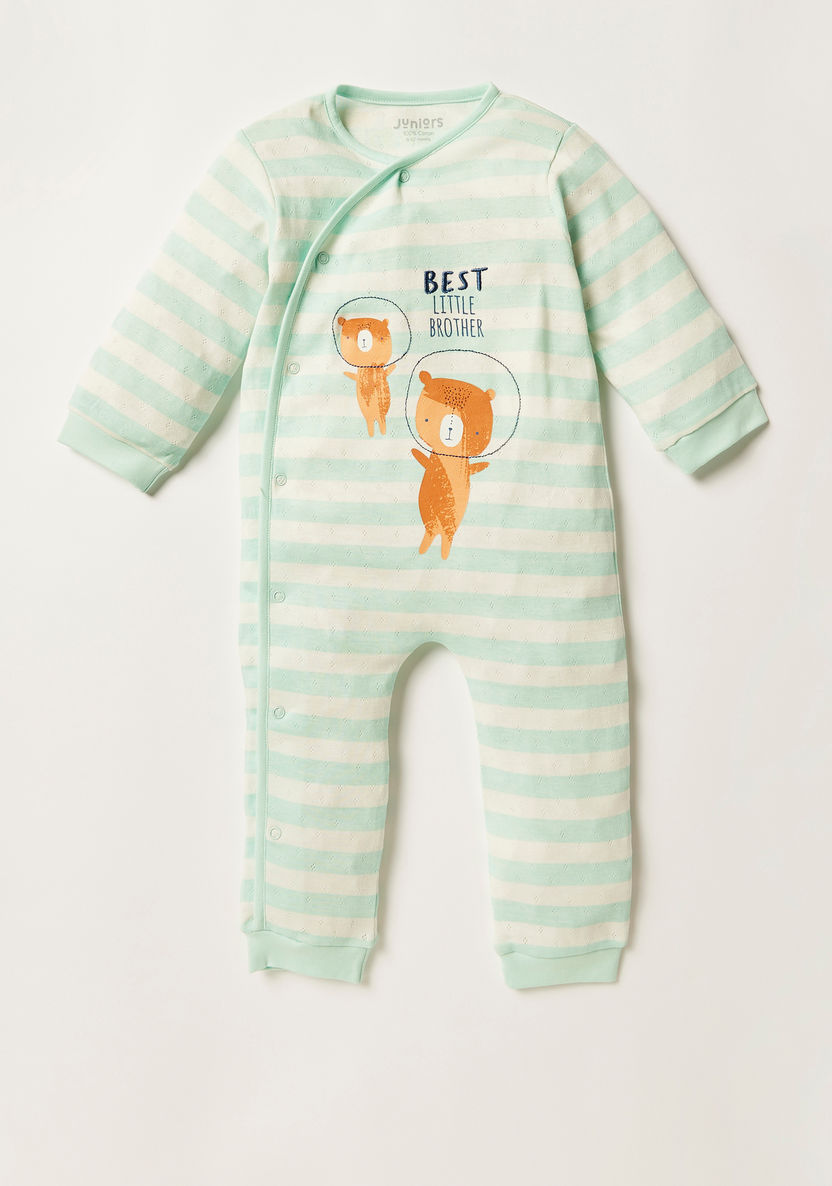 Juniors Closed Feet Sleepsuit with Long Sleeves and Embroidered Detail-Sleepsuits-image-0