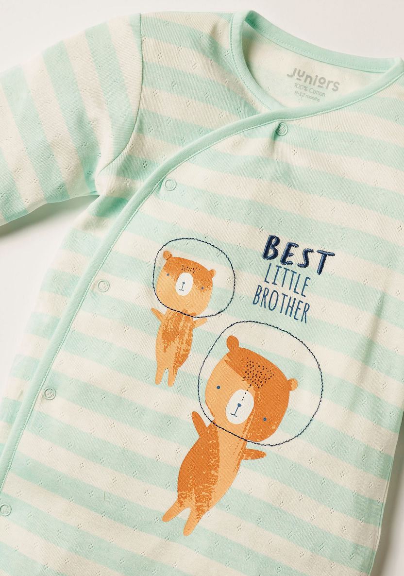 Juniors Closed Feet Sleepsuit with Long Sleeves and Embroidered Detail-Sleepsuits-image-1